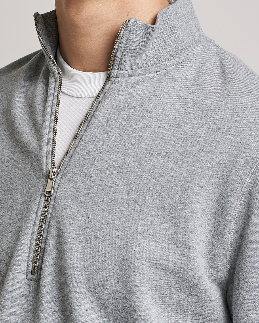 Herre | Trøjer | Sunspel | Loopback Half Zip Grey Melange