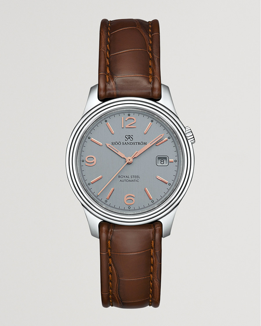 Herre | Sjöö Sandström Royal Steel Classic 41mm Grey and Brown Alligator | Sjöö Sandström | Royal Steel Classic 41mm Grey and Brown Alligator