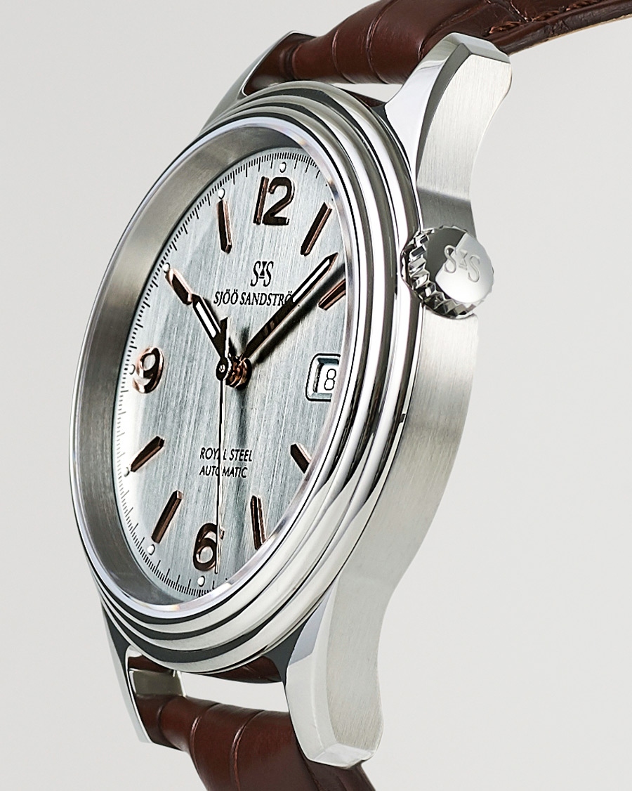 Herre | Sjöö Sandström Royal Steel Classic 41mm Grey and Brown Alligator | Sjöö Sandström | Royal Steel Classic 41mm Grey and Brown Alligator