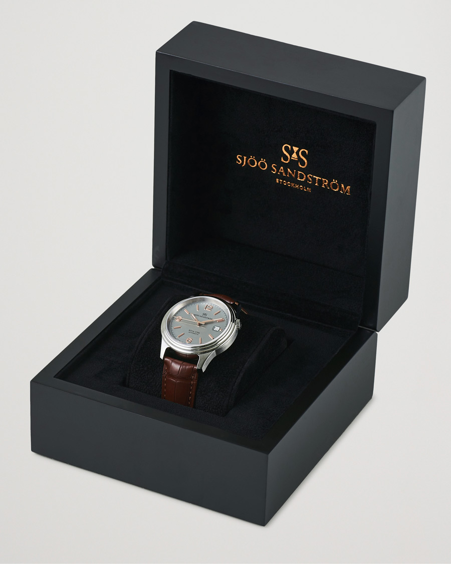Herre | Sjöö Sandström Royal Steel Classic 41mm Grey and Brown Alligator | Sjöö Sandström | Royal Steel Classic 41mm Grey and Brown Alligator