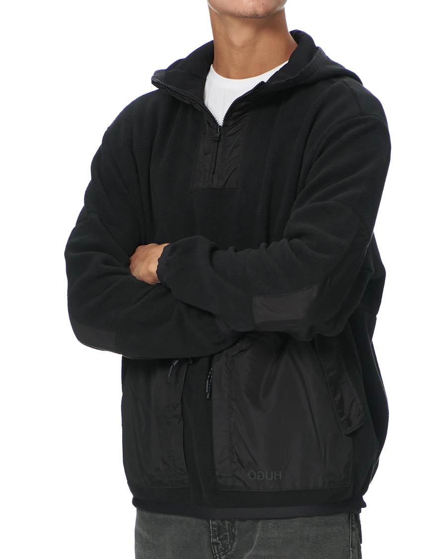 Herre | Trøjer | HUGO | Daymans Fleece Half Zip Sweater Black