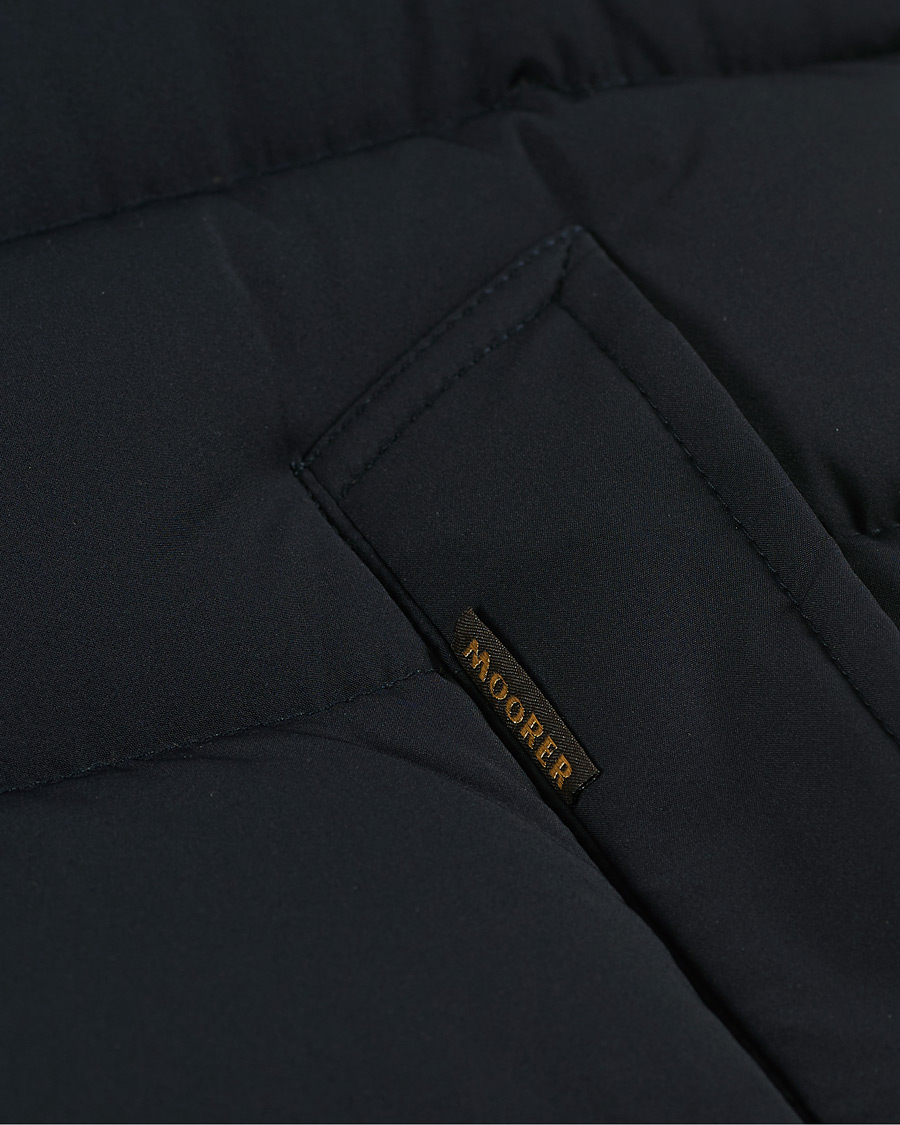 Herre | Jakker | MooRER | Double Breasted Stretch Nylon Hood Coat Navy