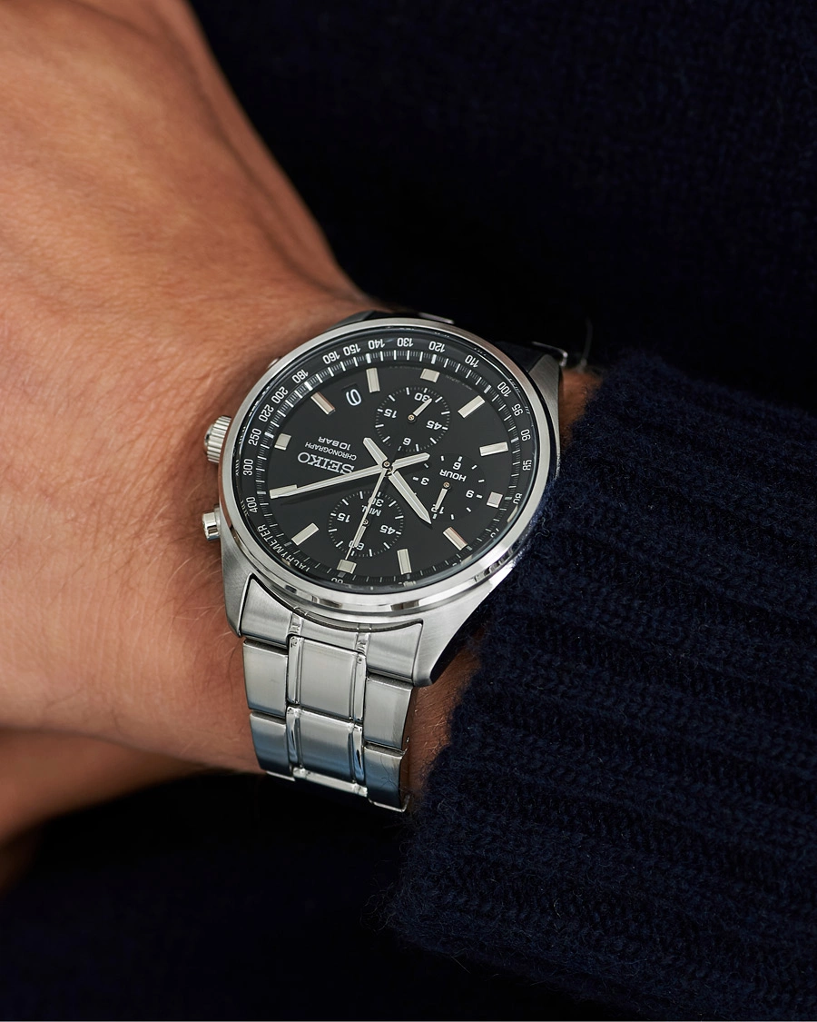 Herre | Seiko Chronograph 42mm Steel Black Dial | Seiko | Chronograph 42mm Steel Black Dial