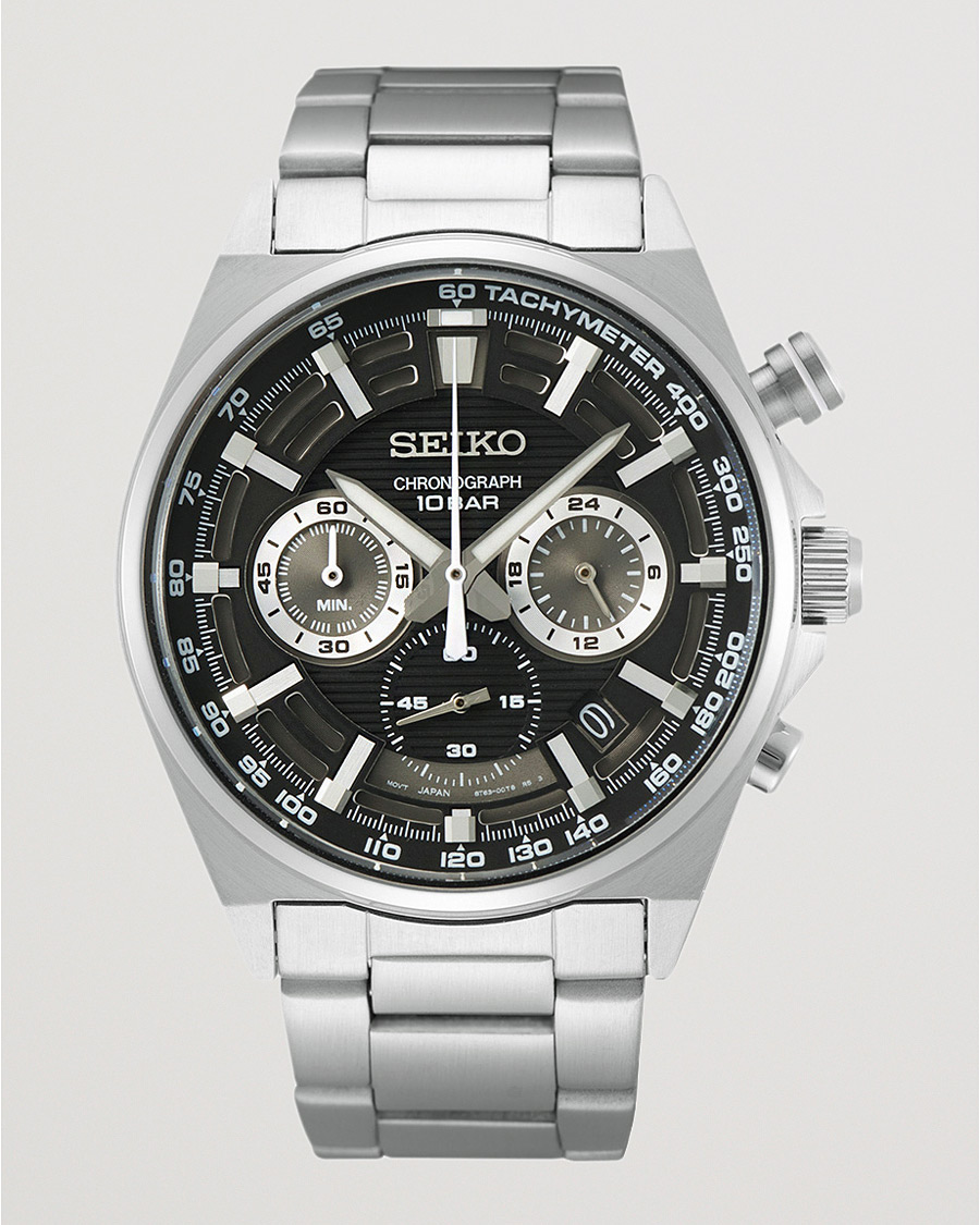 Herre | Seiko Chronograph 41mm Steel Black Dial | Seiko | Chronograph 41mm Steel Black Dial