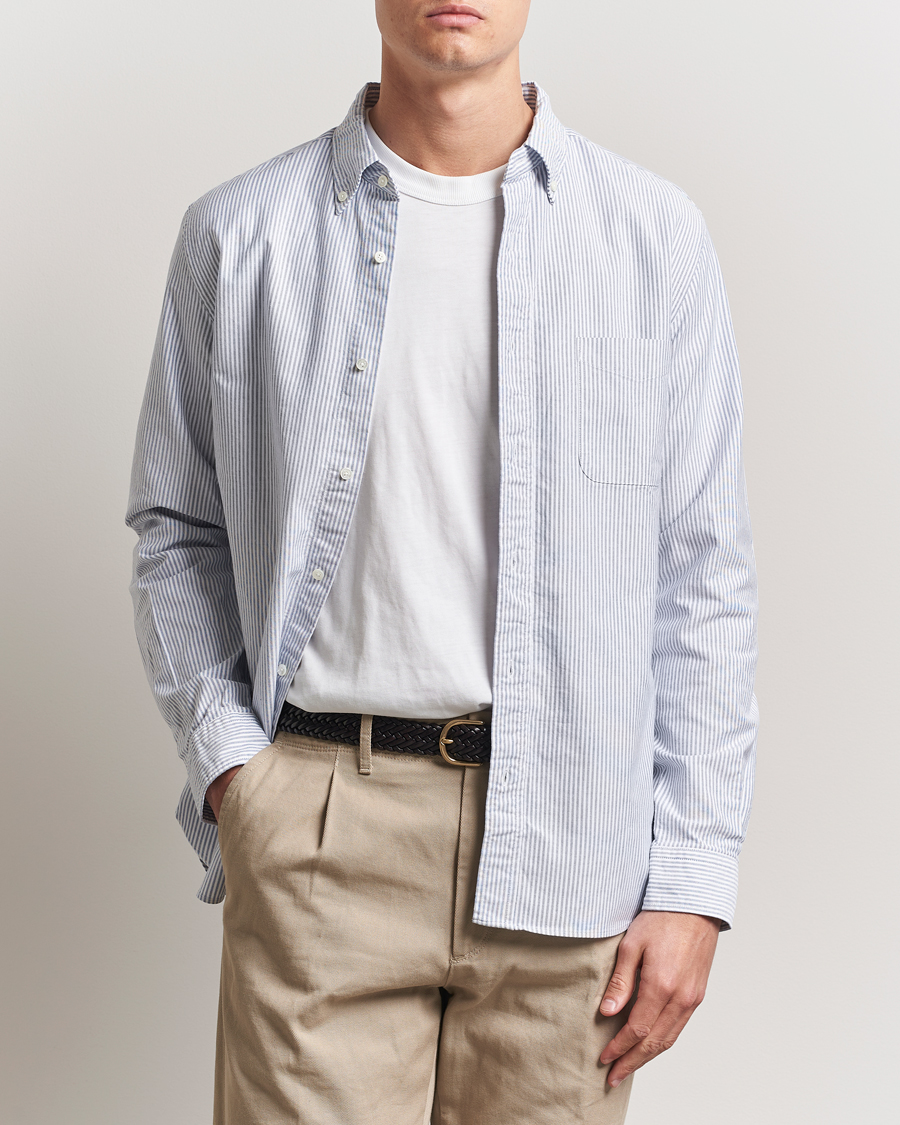 Herre | Tøj | BEAMS PLUS | Oxford Button Down Shirt Blue Stripe