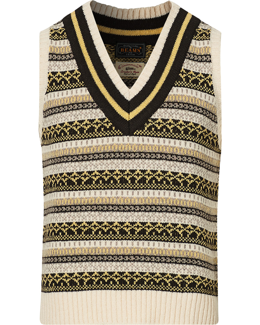 Herre | Trøjer | BEAMS PLUS | Fairisle Crickett Vest Off White