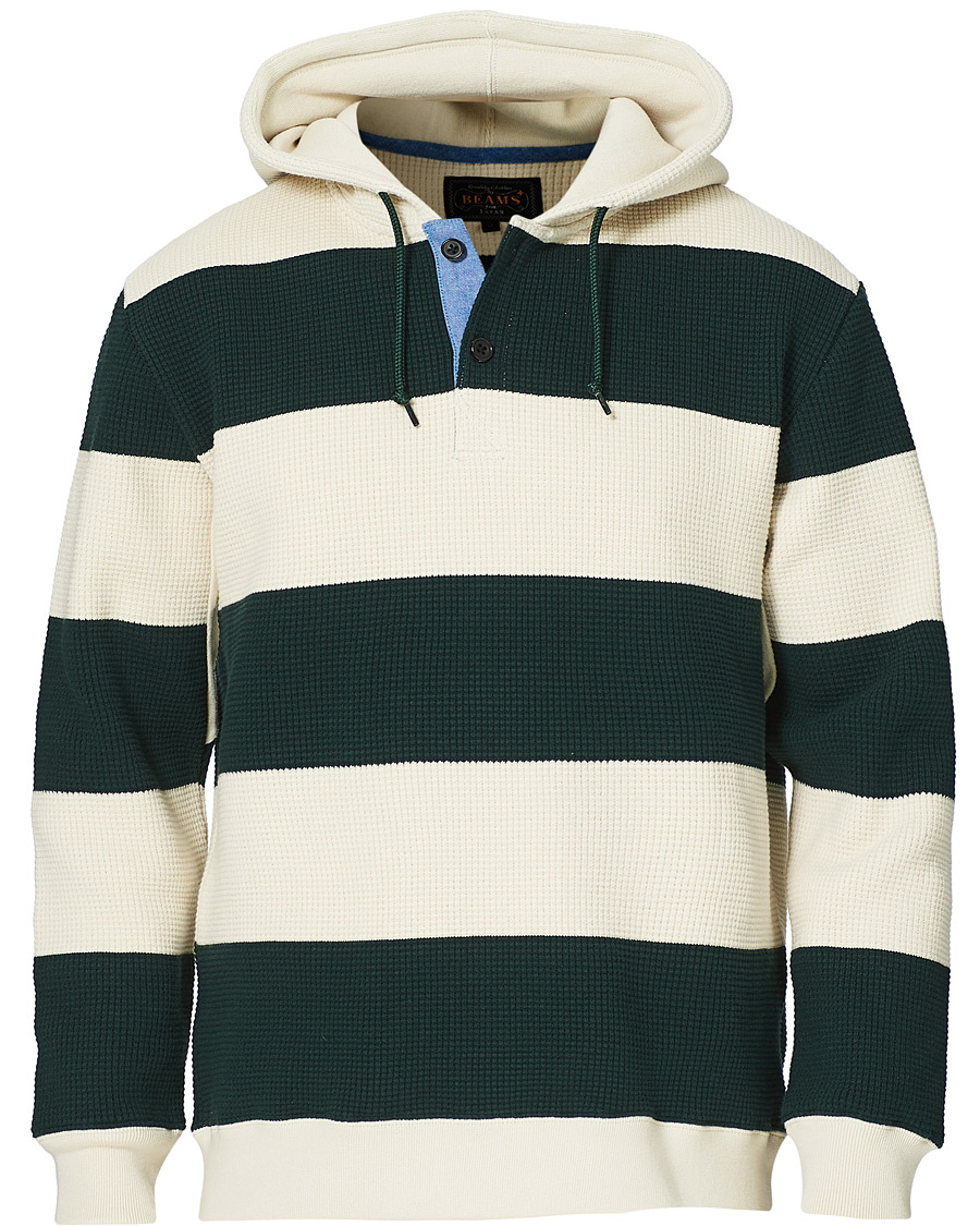 Herre | Trøjer | BEAMS PLUS | Thermal Hoodie White/Green