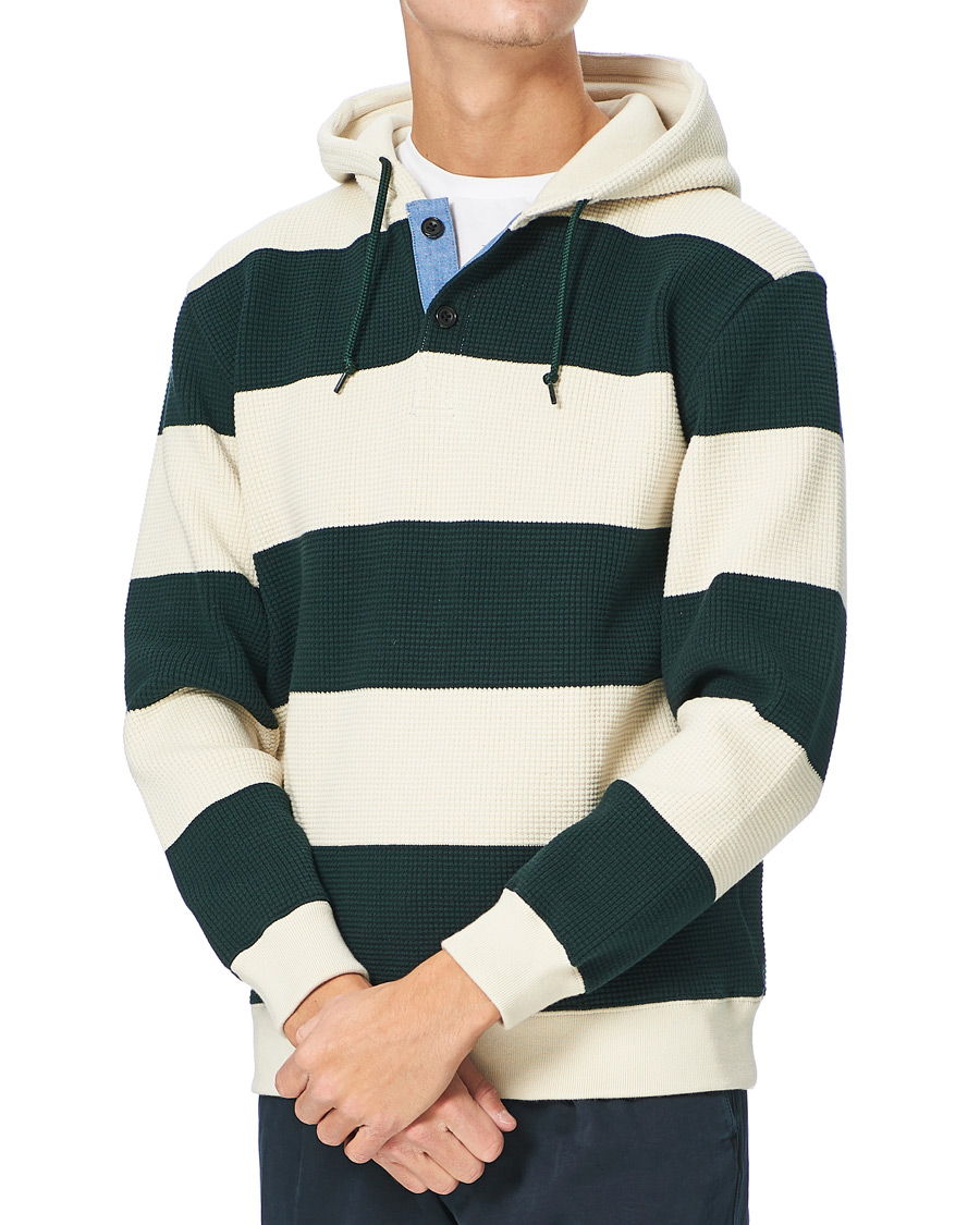 Herre | Trøjer | BEAMS PLUS | Thermal Hoodie White/Green