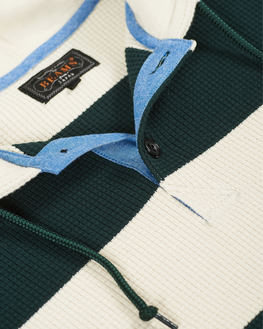 Herre | Trøjer | BEAMS PLUS | Thermal Hoodie White/Green