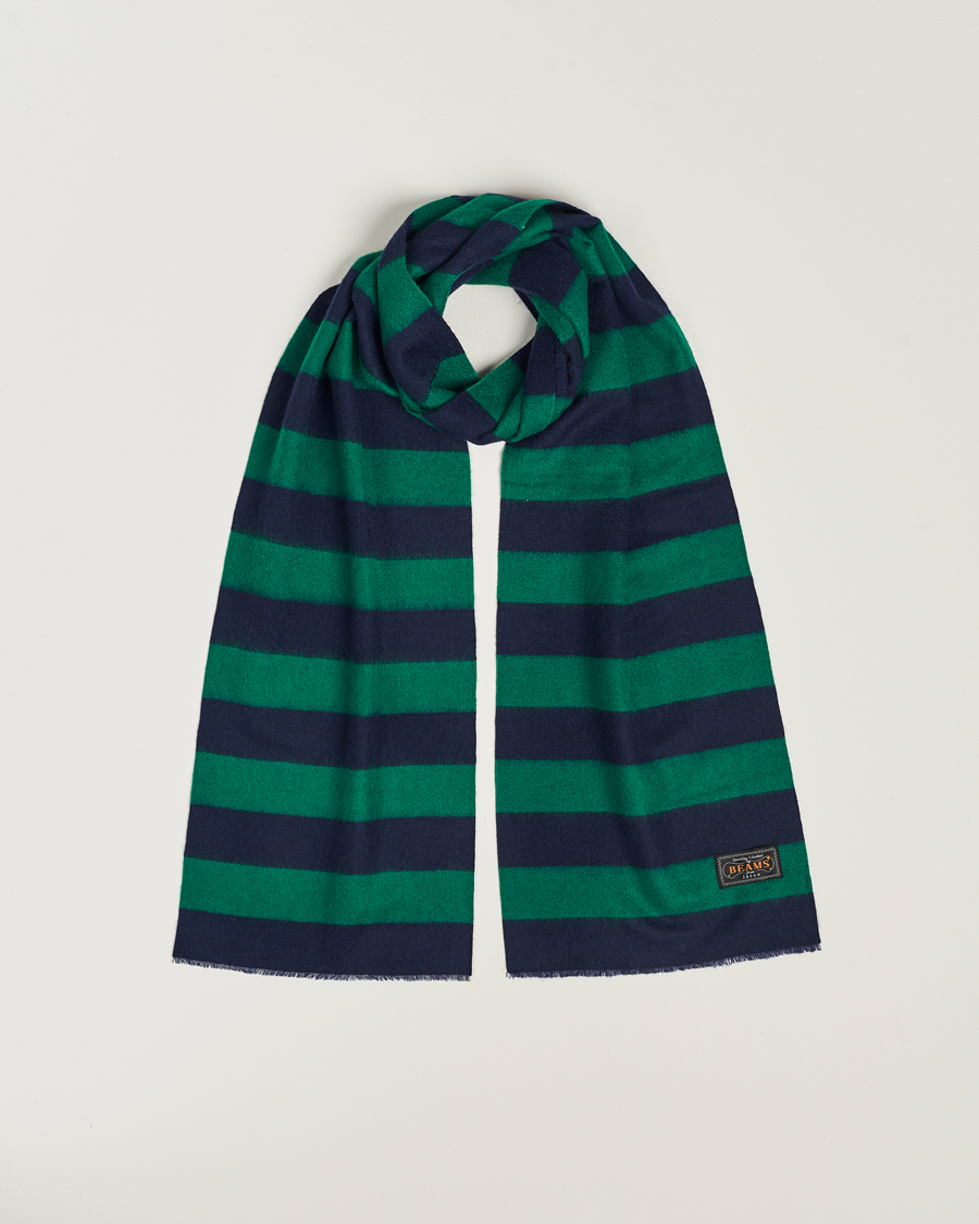 Herre | BEAMS PLUS Cashmere Stripe Scarf Green/Navy | BEAMS PLUS | Cashmere Stripe Scarf Green/Navy