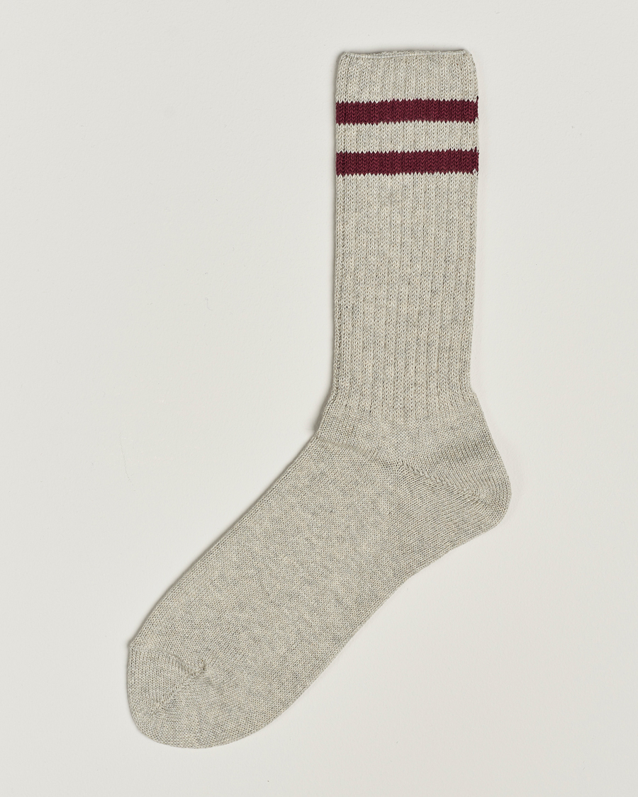 Herre | Undertøj | BEAMS PLUS | Schoolboy Socks Grey/Burgundy