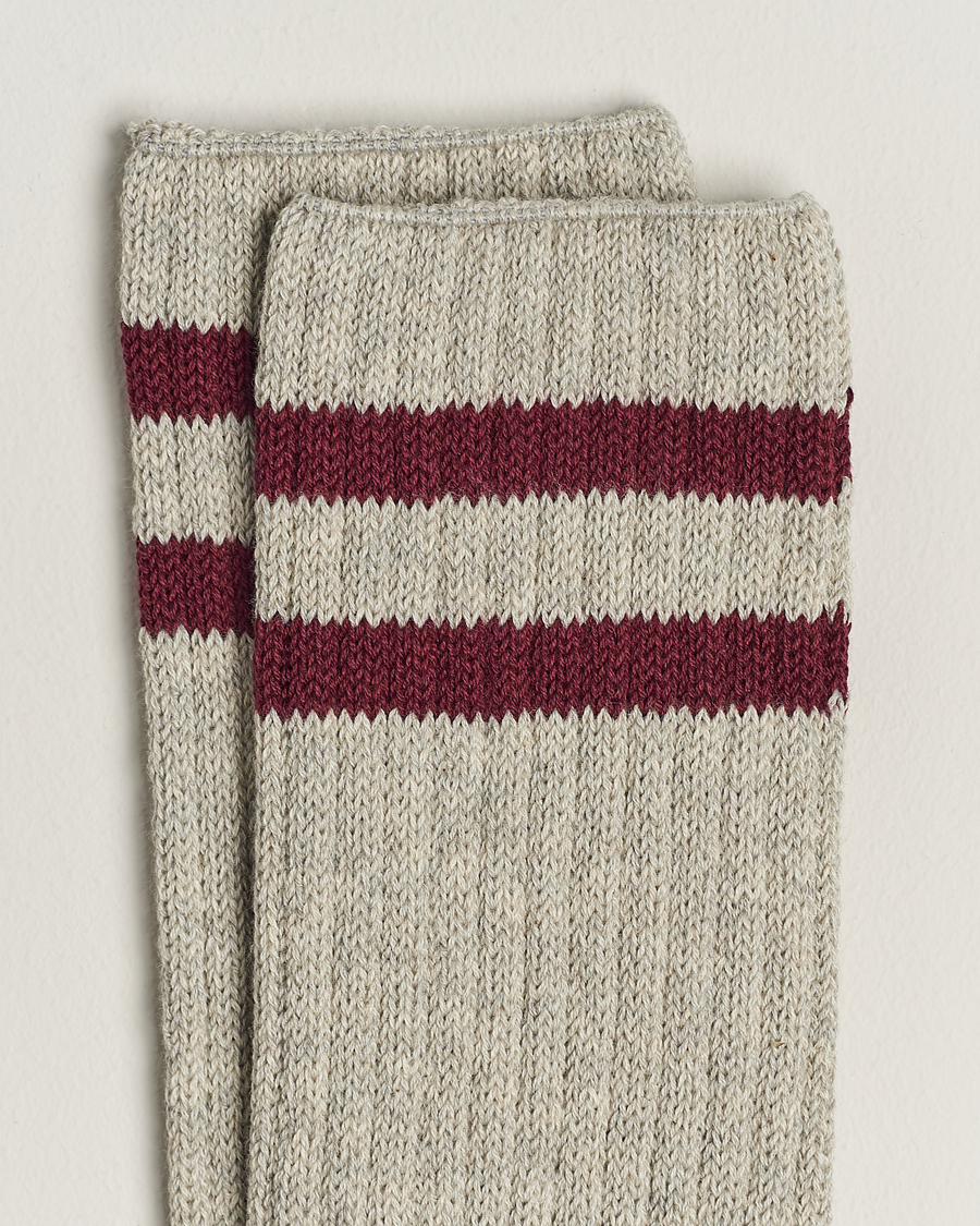 Herre |  | BEAMS PLUS | Schoolboy Socks Grey/Burgundy