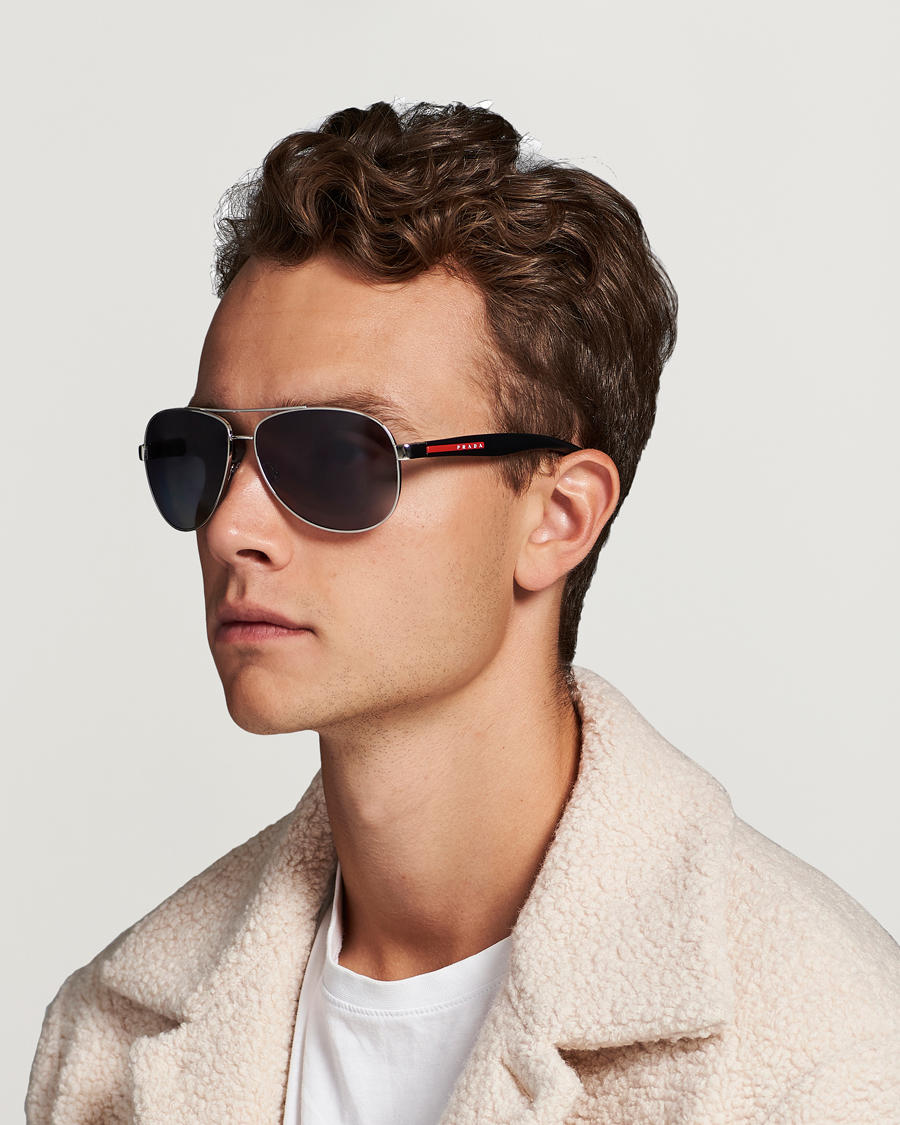 Herre | Pilotsolbriller | Prada Linea Rossa | 0PS 53PS Polarized Sunglasses Silver