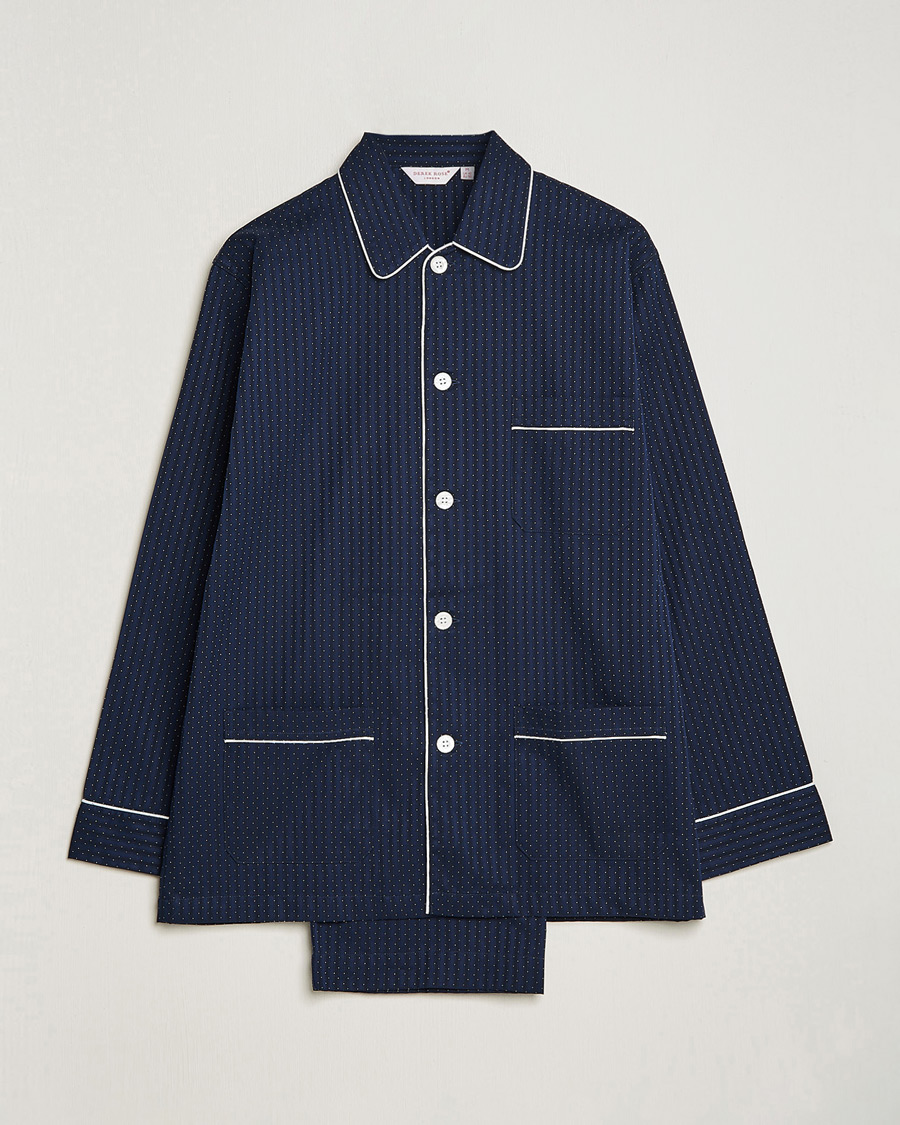 Herre | Pyjamas & Morgenkåber | Derek Rose | Royal Piped Cotton Pyjama Set Navy