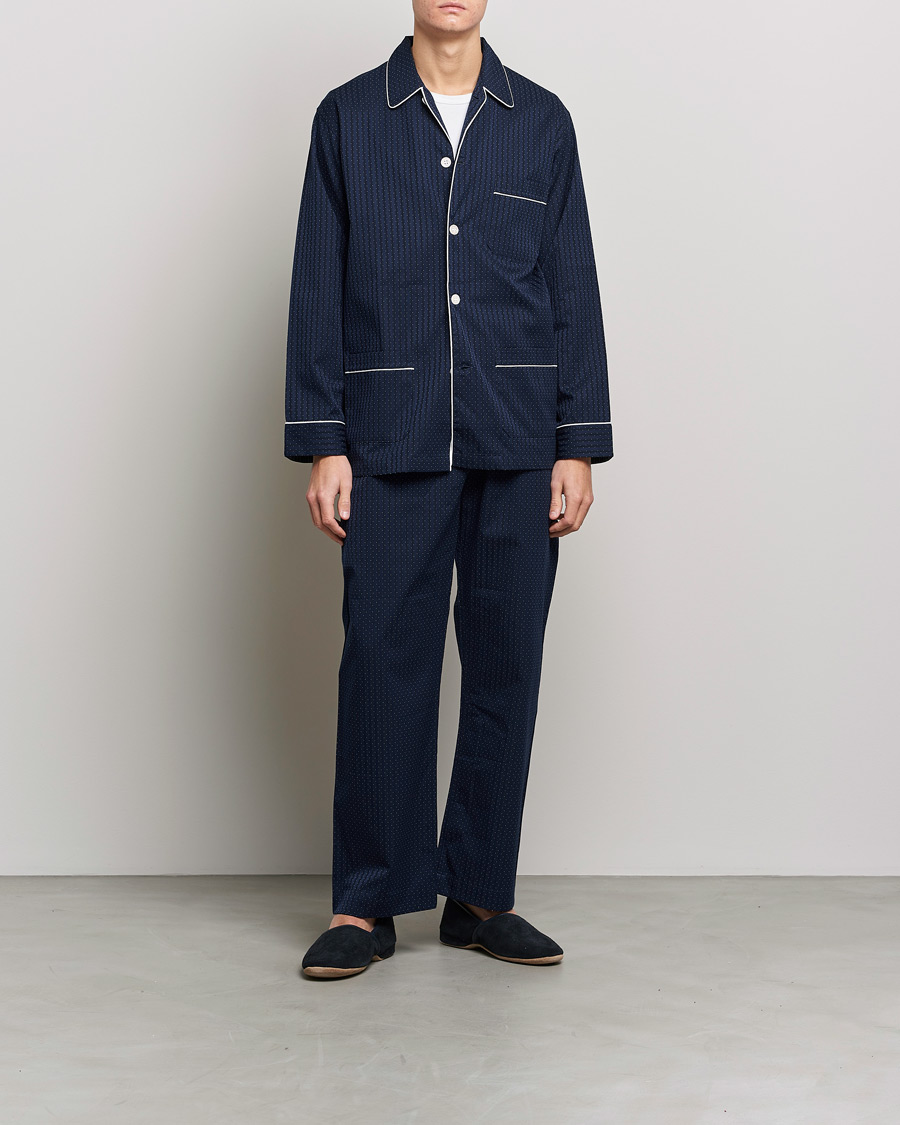 Herre | Pyjamas & Morgenkåber | Derek Rose | Royal Piped Cotton Pyjama Set Navy