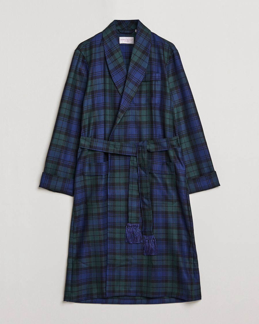 Herre | Pyjamas & Morgenkåber | Derek Rose | Wool Tartan Dressing Gown Blackwatch