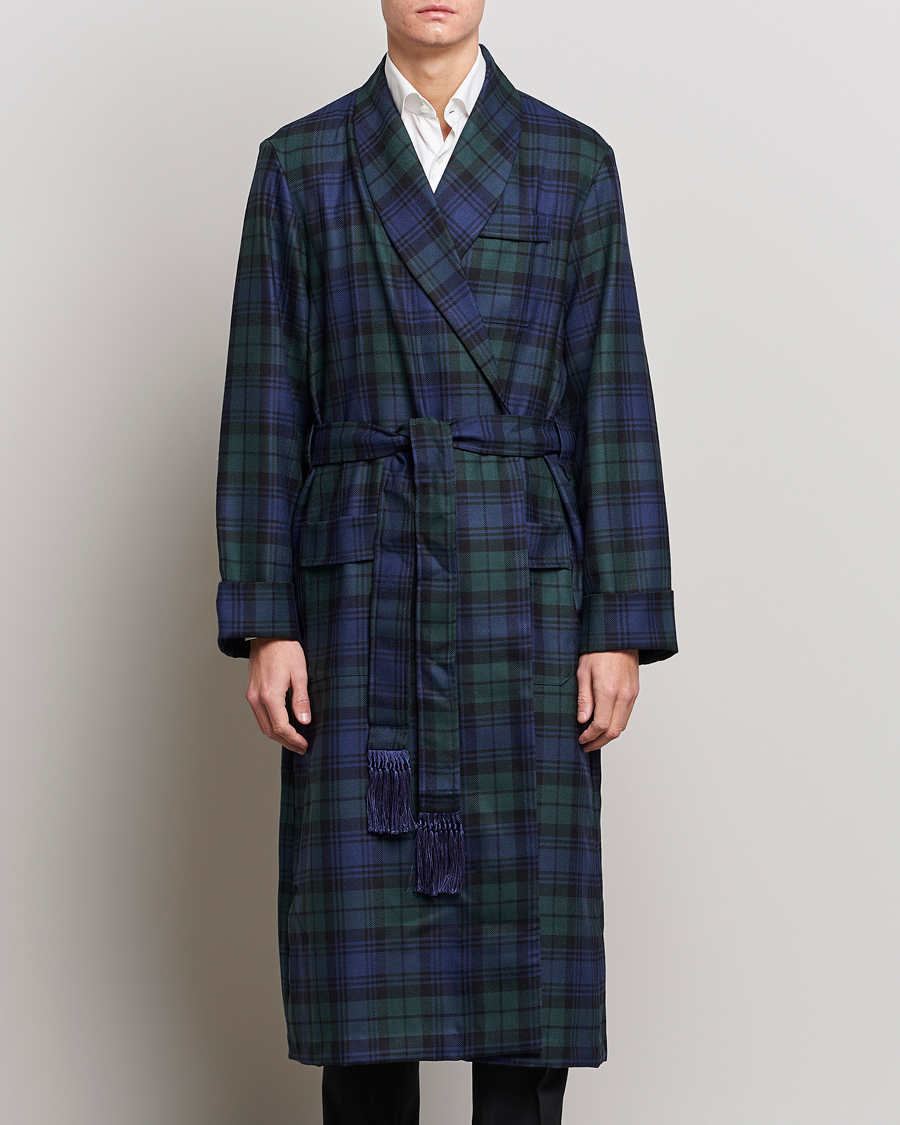 Herre | Loungewear-afdelingen | Derek Rose | Wool Tartan Dressing Gown Blackwatch