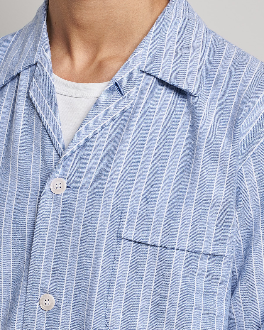 Herre | Pyjamas & Morgenkåber | Derek Rose | Brushed Cotton Flannel Striped Pyjama Set Blue