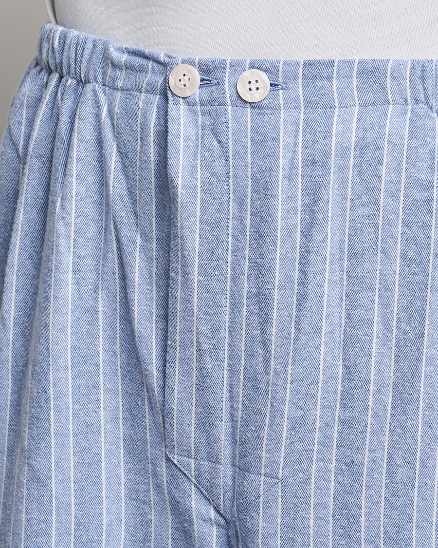 Herre | Pyjamas & Morgenkåber | Derek Rose | Brushed Cotton Flannel Striped Pyjama Set Blue