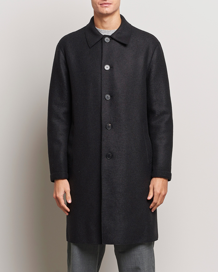 Herre | Nyheder | Harris Wharf London | Pressed Wool Mac Coat Black