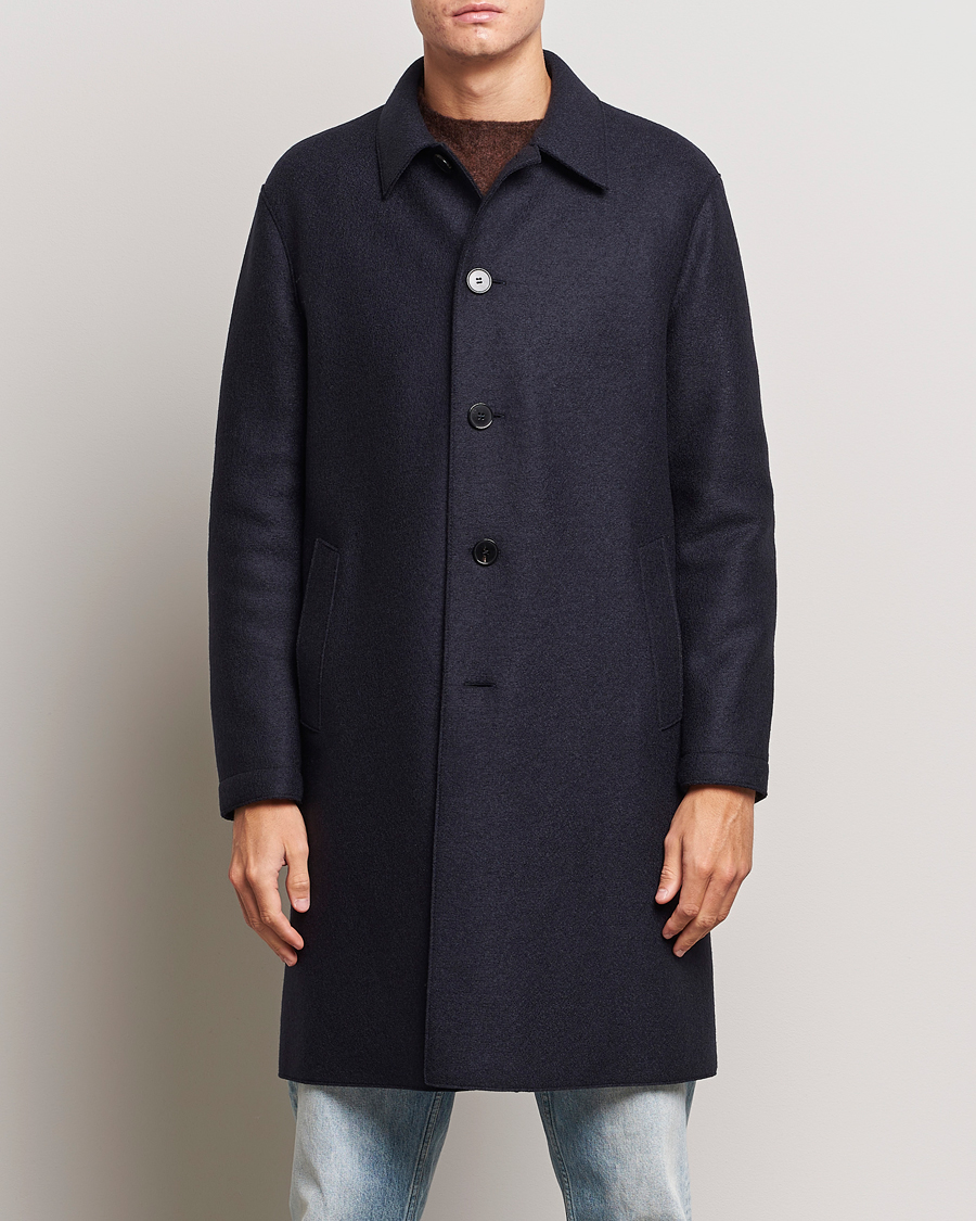 Herre | Vinterjakker | Harris Wharf London | Pressed Wool Mac Coat Navy