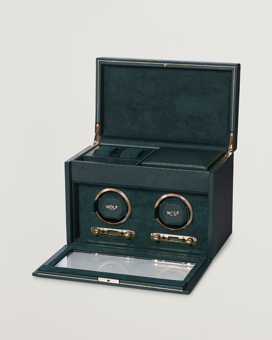 Herre | WOLF British Racing Green Double Watch Winder | WOLF | British Racing Green Double Watch Winder