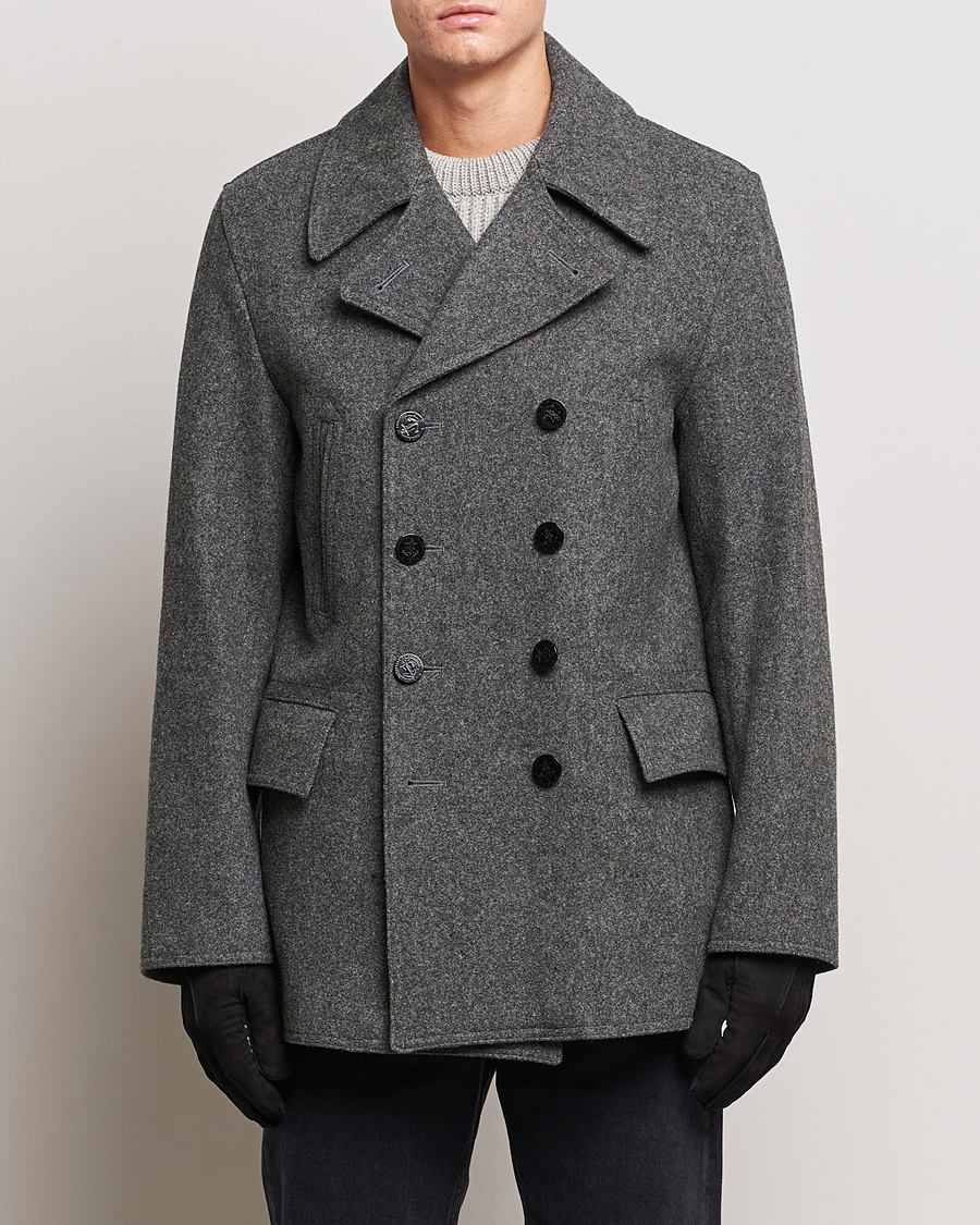 Herre | Jakker | Gloverall | Churchill Reefer Peacoat Grey