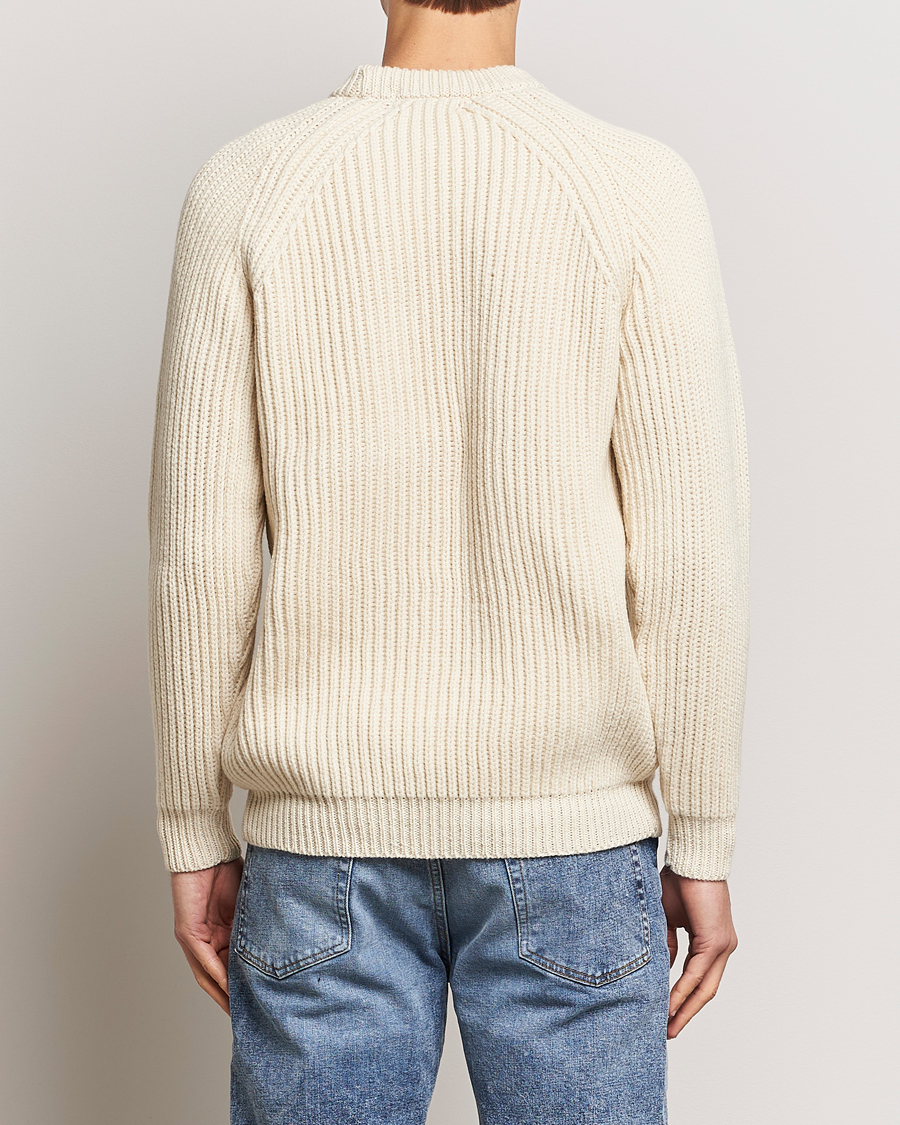 Herre | Trøjer | Gloverall | Fisherman Rib Chunky Wool Crew Neck Ecru