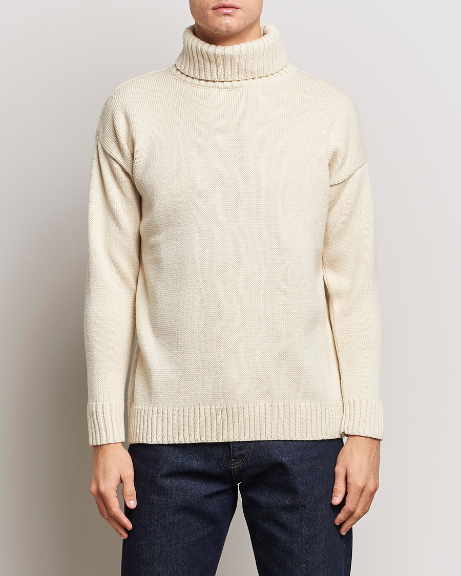 Herre | Rullekravetrøjer | Gloverall | Submariner Chunky Wool Roll Neck Ecru