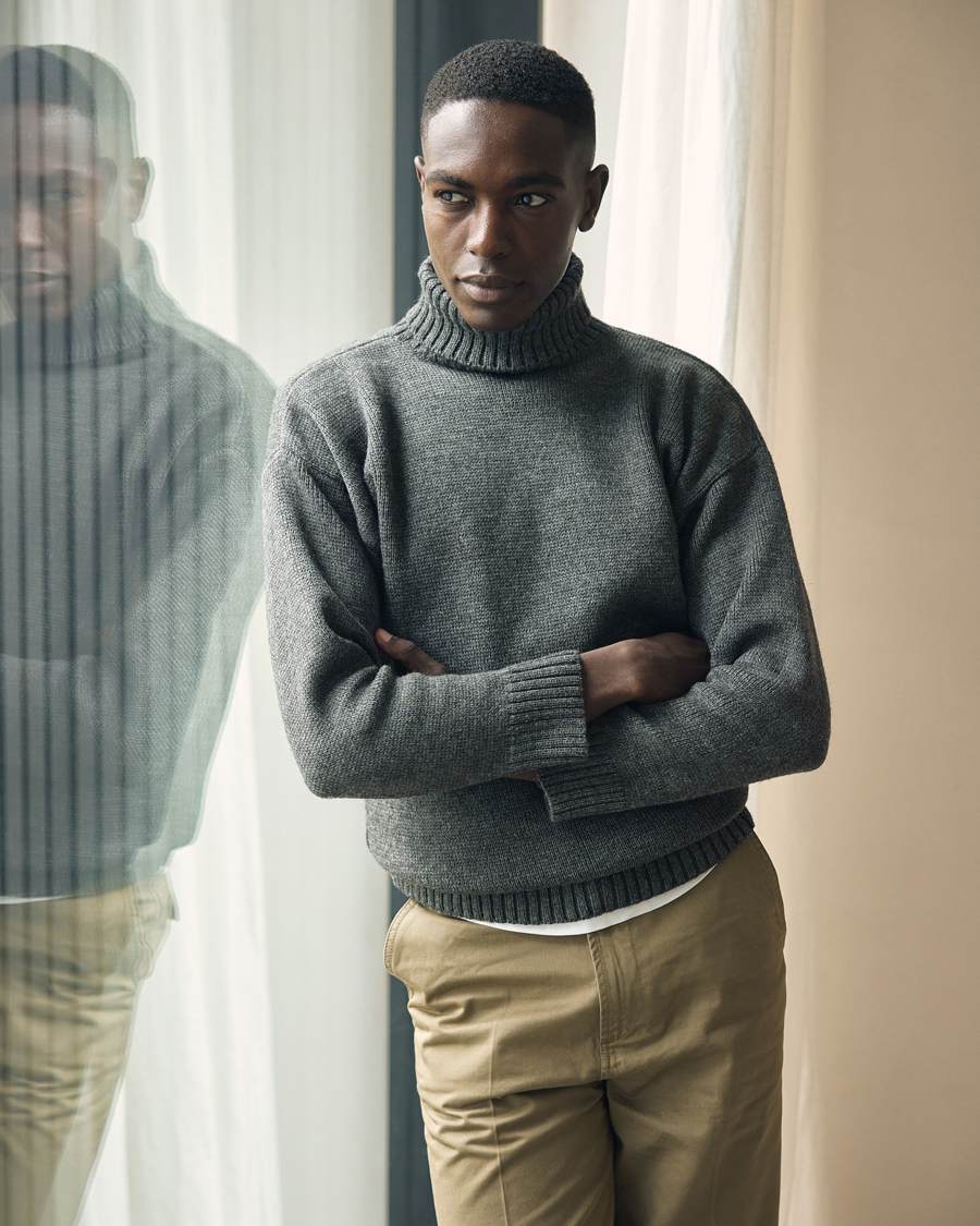 Herre | Trøjer | Gloverall | Submariner Chunky Wool Roll Neck Grey