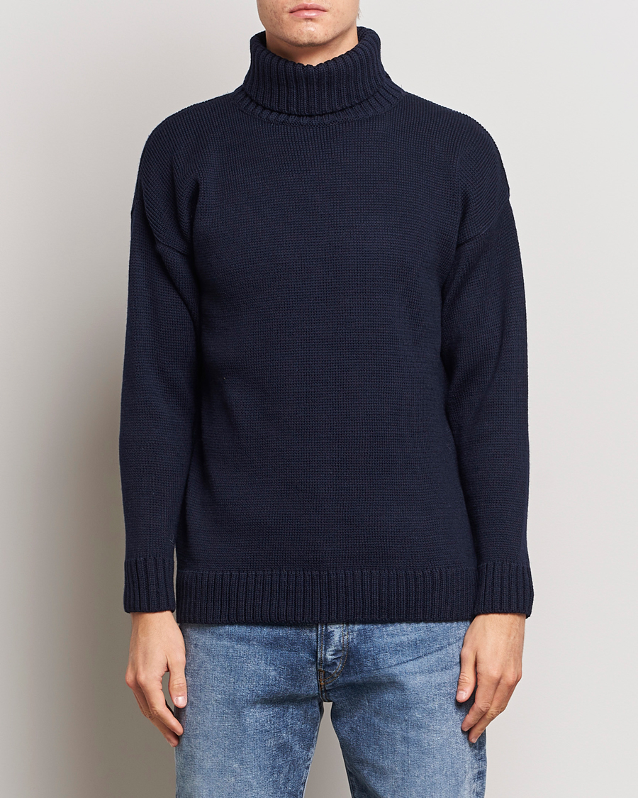 Herre | Trøjer | Gloverall | Submariner Chunky Wool Roll Neck Navy