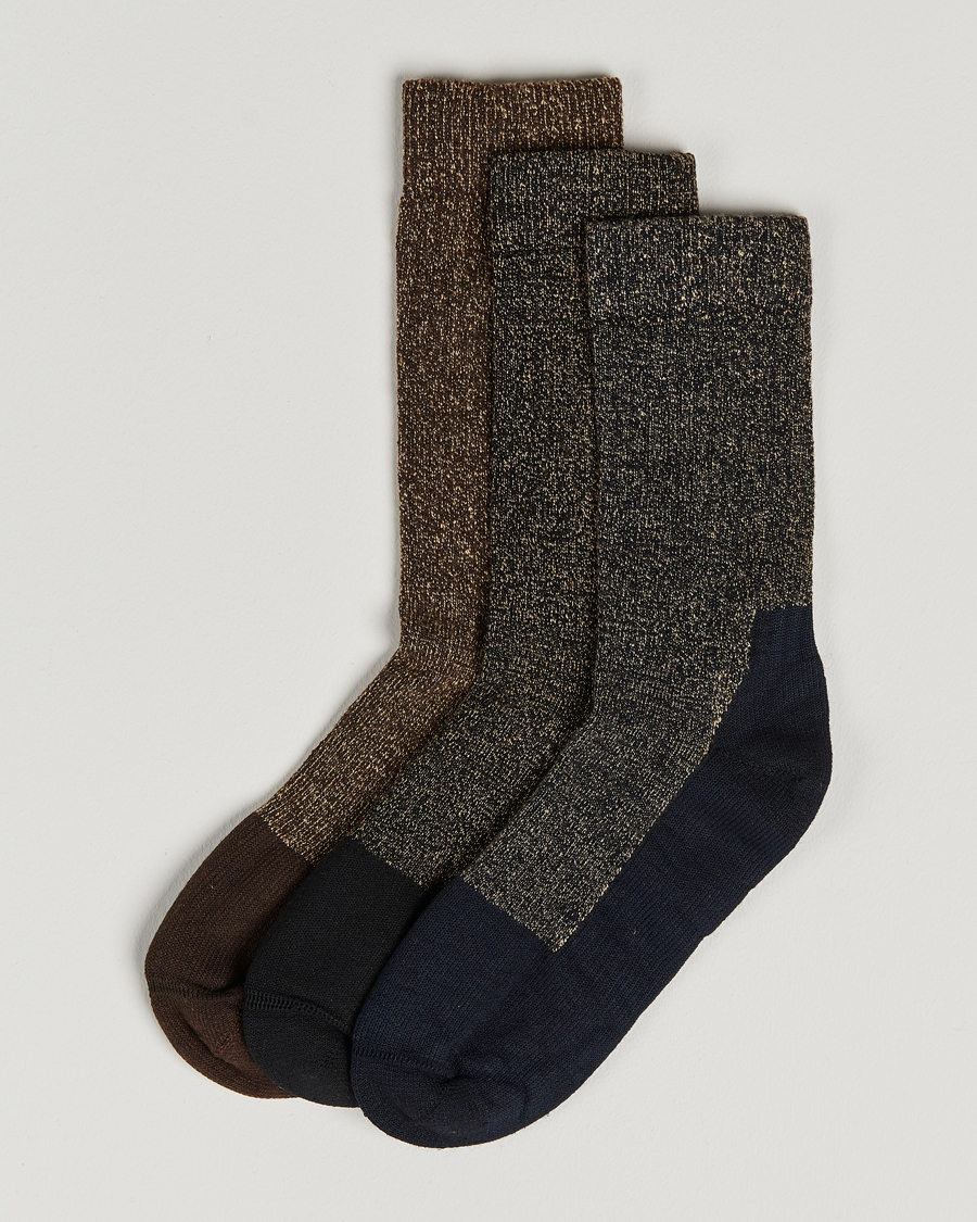 Red Shoes Wool Deep Crew 3-Pack Brown/Navy/Black CareOfCa