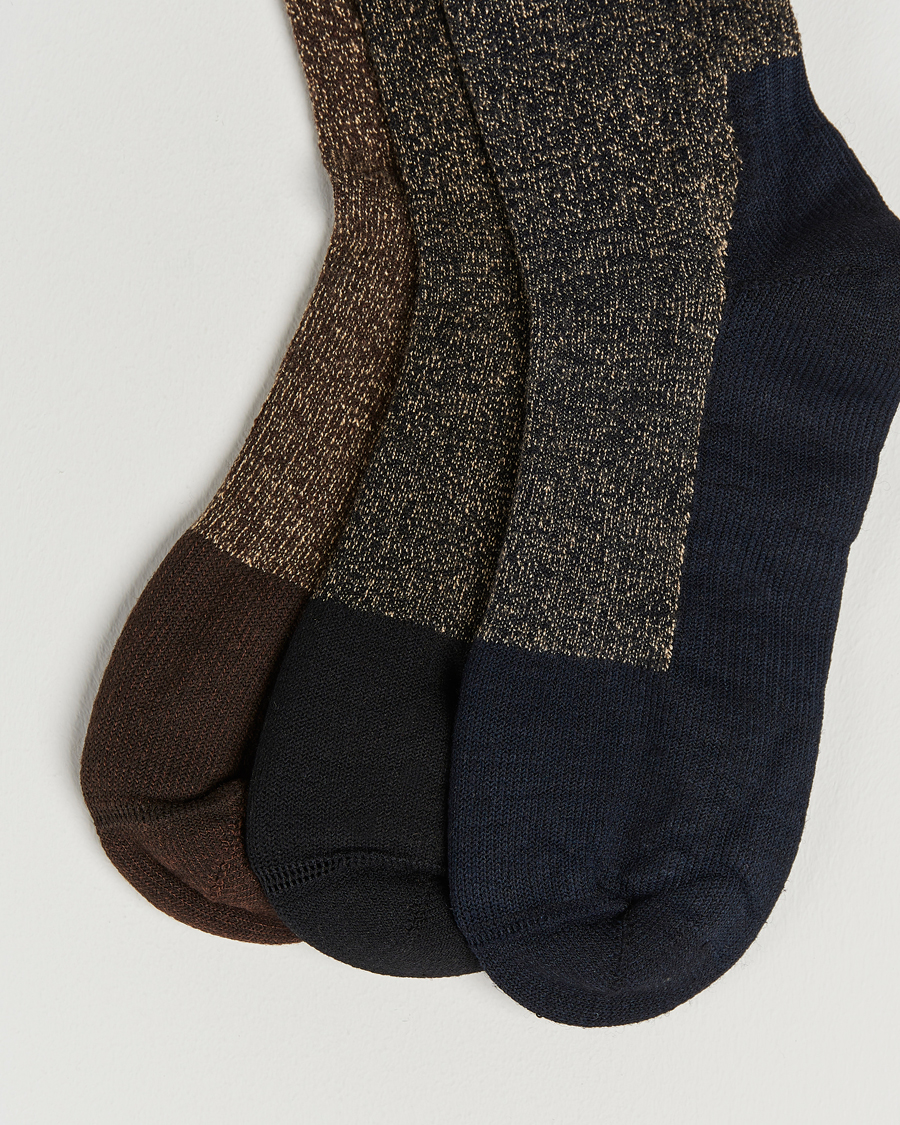 Herre |  | Red Wing Shoes | Wool Deep Toe-Capped Crew 3-Pack Brown/Navy/Black