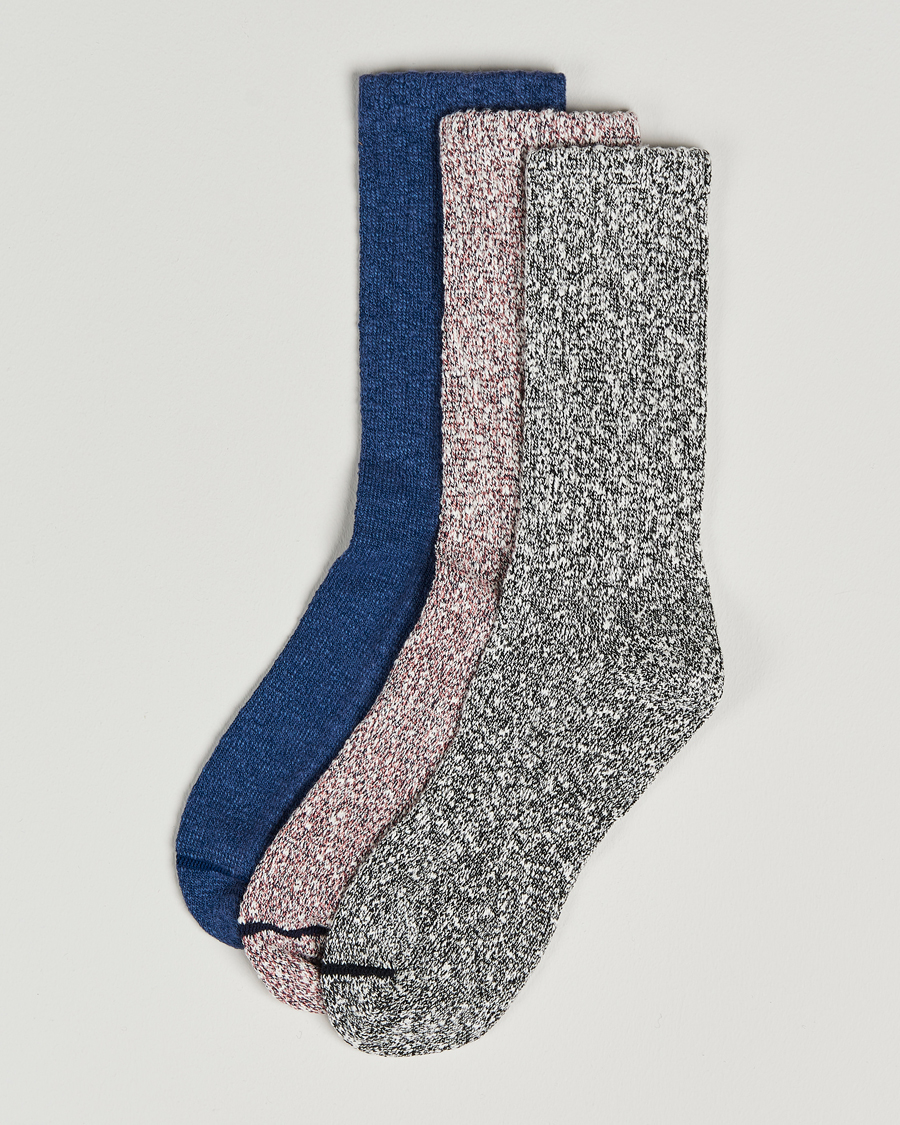 Herre | Undertøj | Red Wing Shoes | Cotton Ragg Crew 3-Pack Pink/Blue/Black