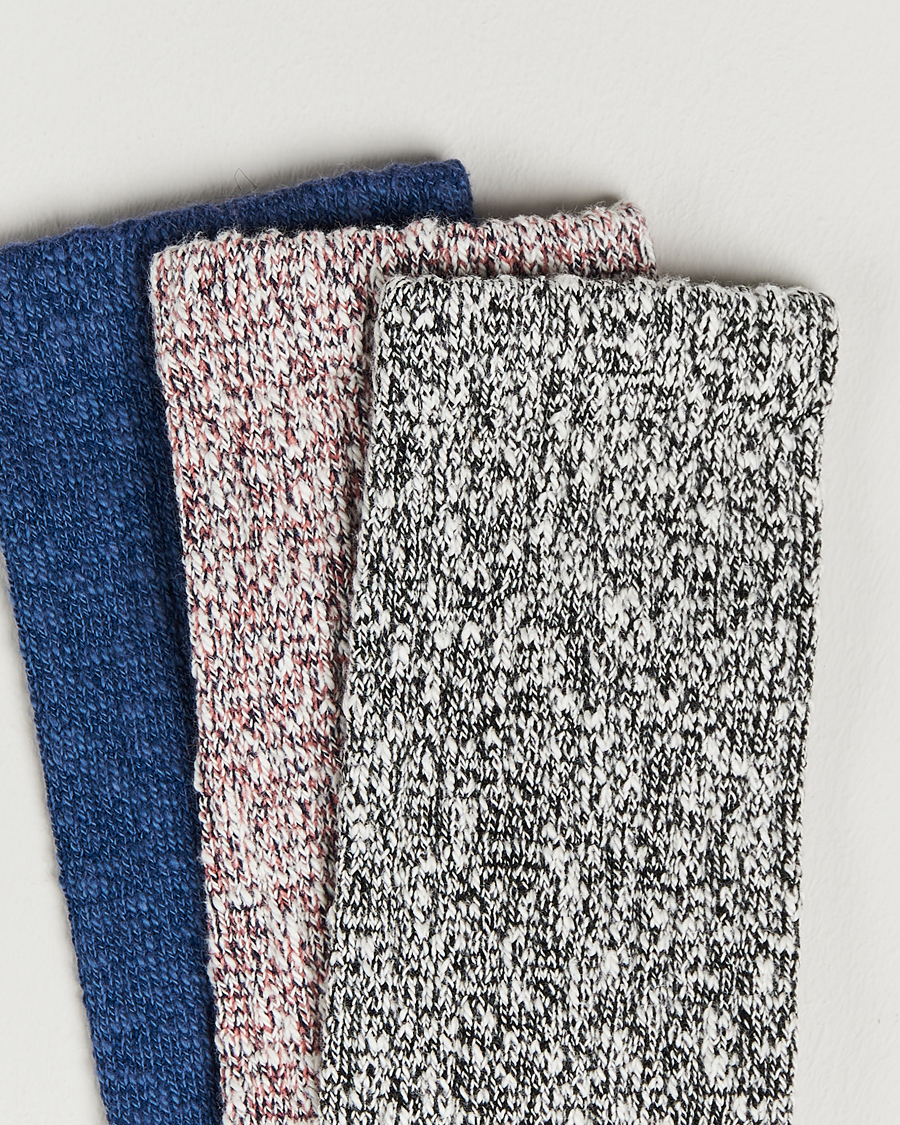 Herre | Undertøj | Red Wing Shoes | Cotton Ragg Crew 3-Pack Pink/Blue/Black
