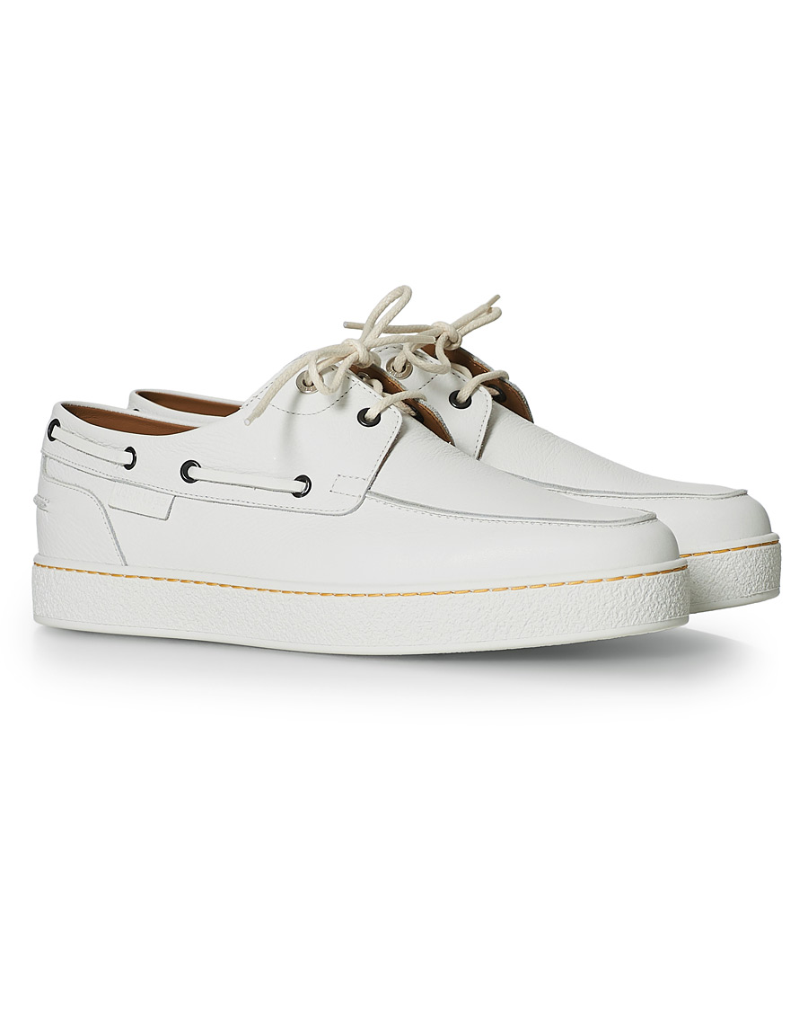 Herre | John Lobb Pier Boatshoe Sneaker White Grain | John Lobb | Pier Boatshoe Sneaker White Grain