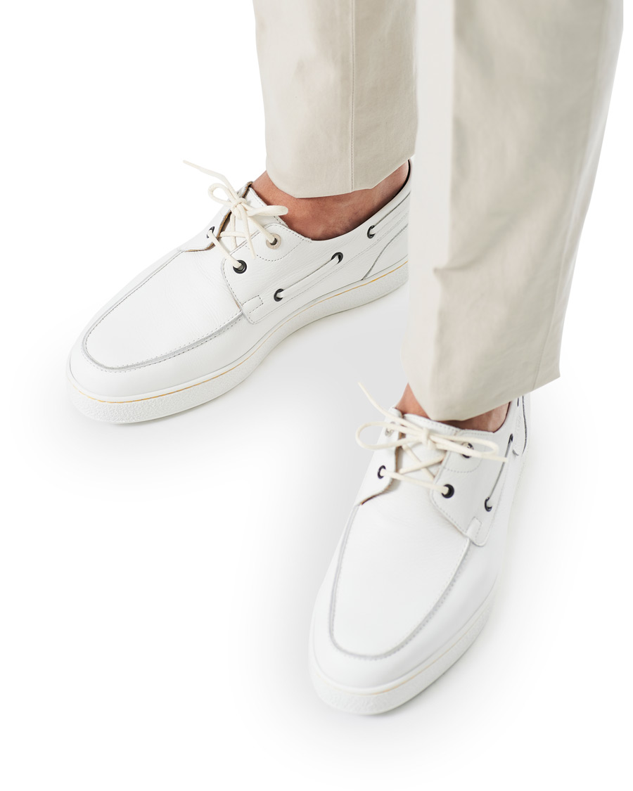 Herre | John Lobb Pier Boatshoe Sneaker White Grain | John Lobb | Pier Boatshoe Sneaker White Grain