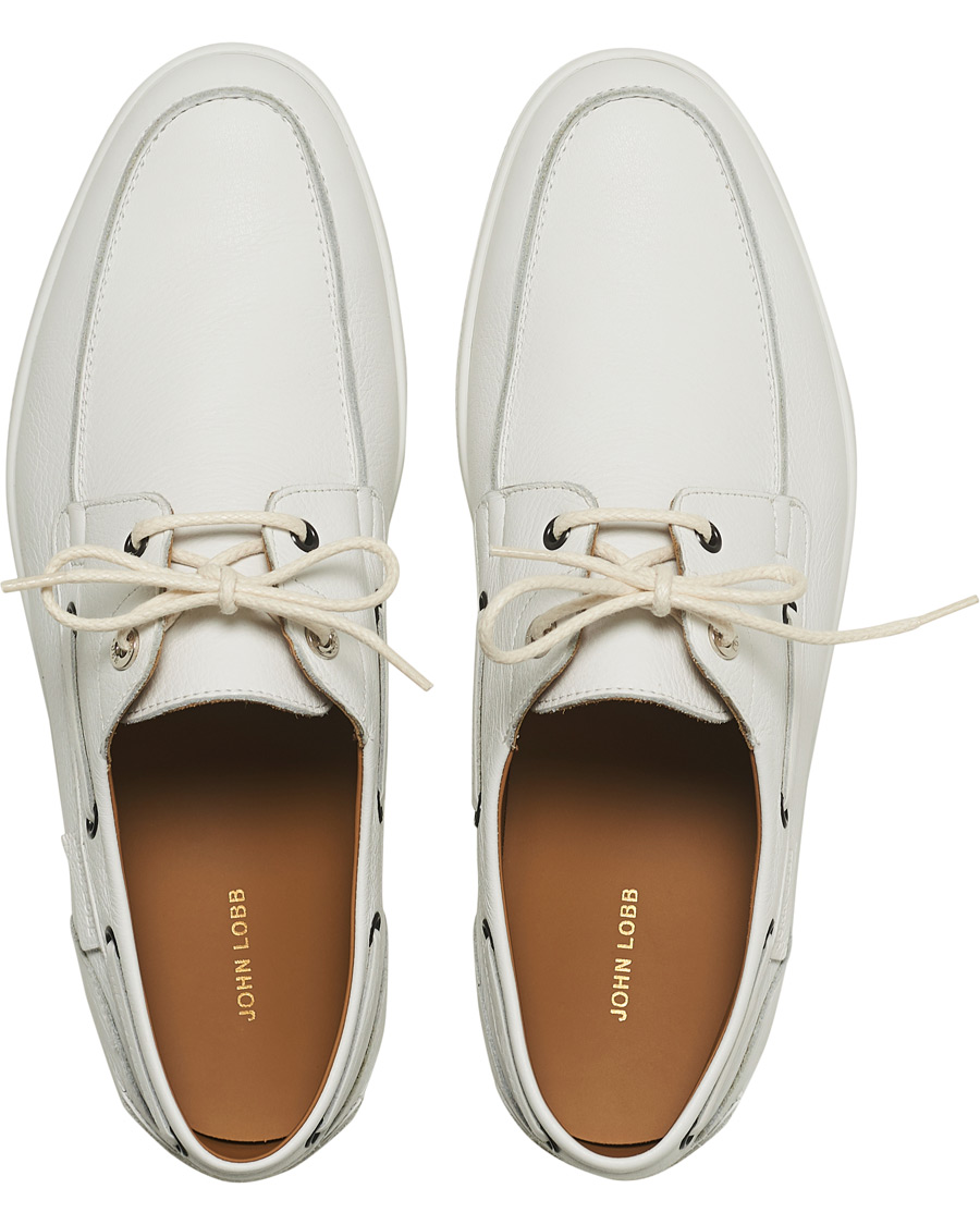 Herre | John Lobb Pier Boatshoe Sneaker White Grain | John Lobb | Pier Boatshoe Sneaker White Grain