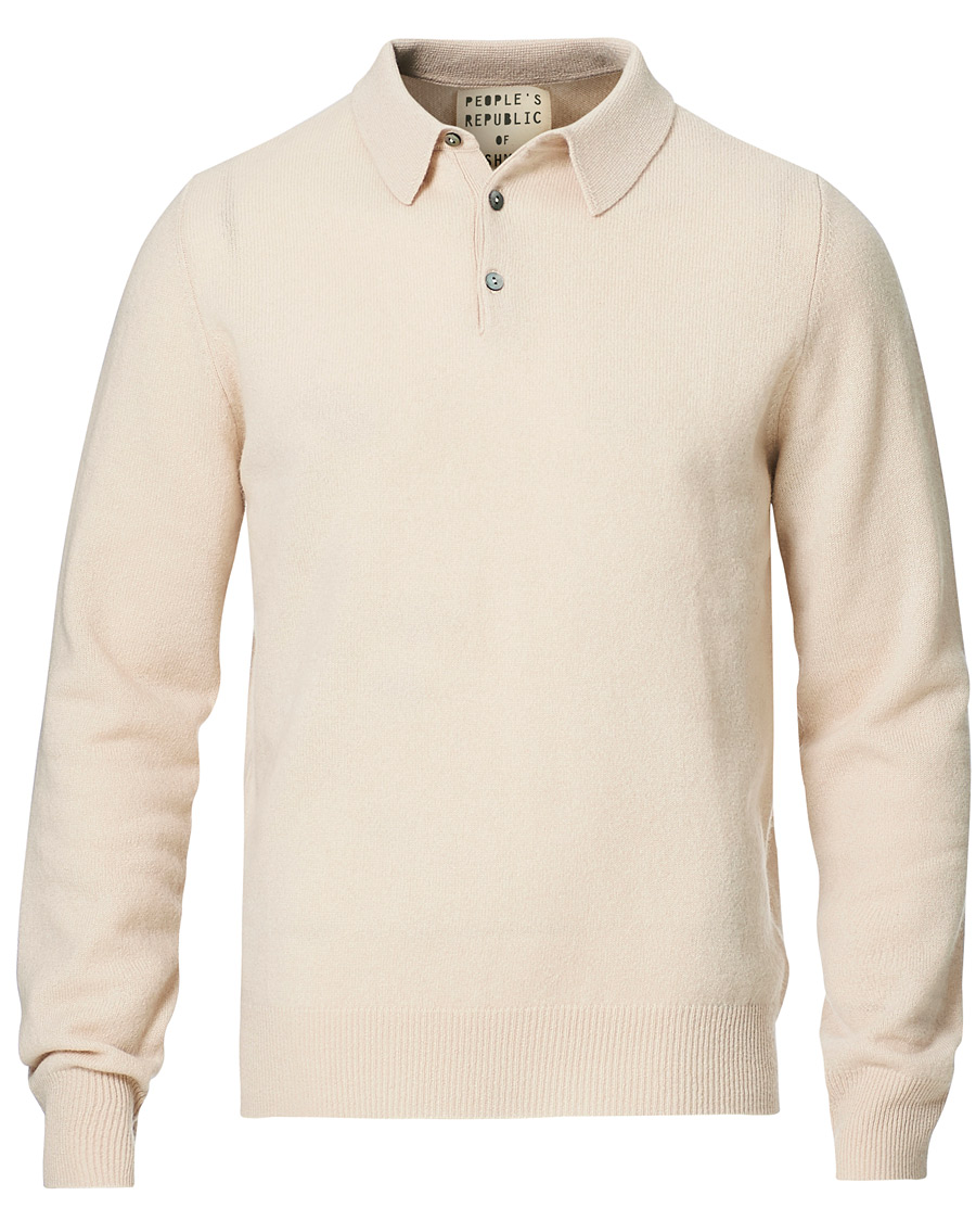 Herre | Trøjer | People's Republic of Cashmere | Cashmere Long Sleeve Polo Cream
