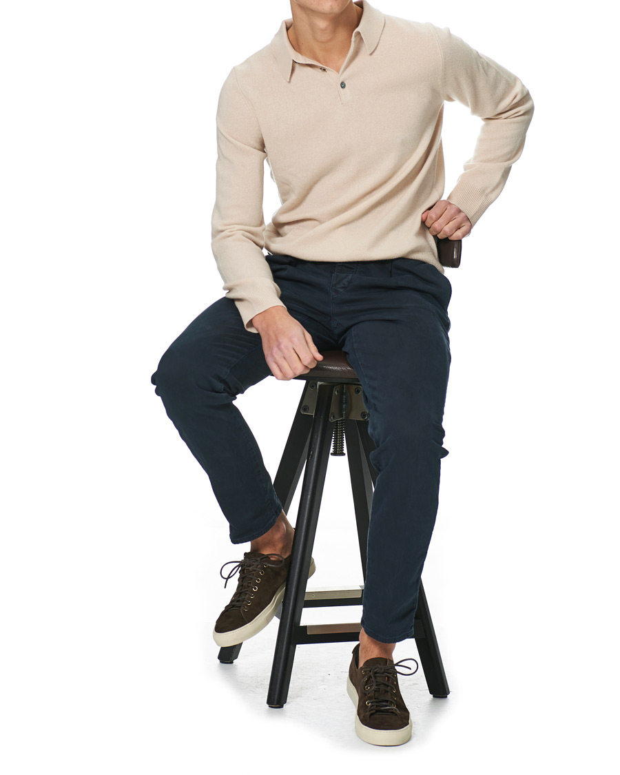 Herre | Trøjer | People's Republic of Cashmere | Cashmere Long Sleeve Polo Cream