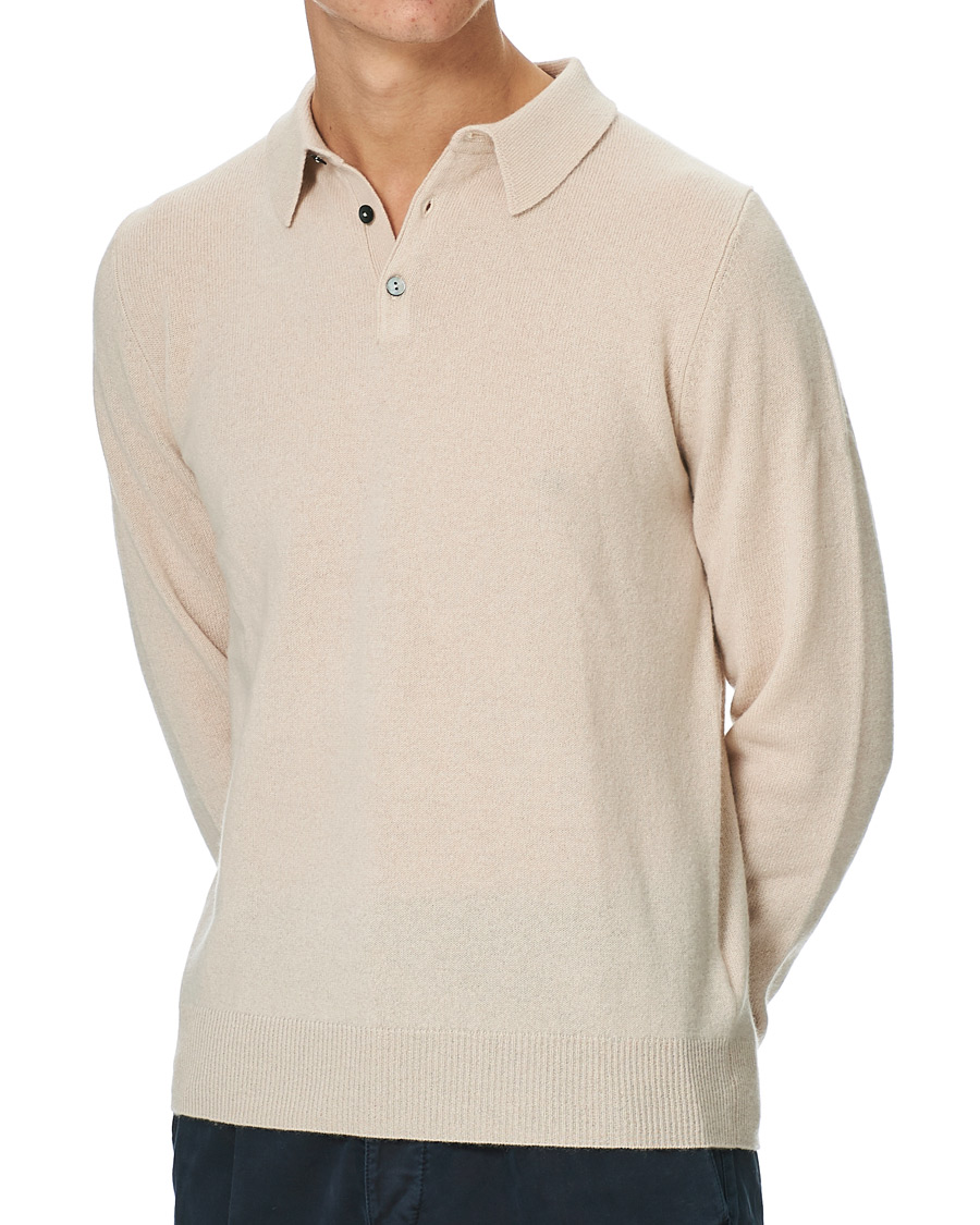 Herre | Trøjer | People's Republic of Cashmere | Cashmere Long Sleeve Polo Cream