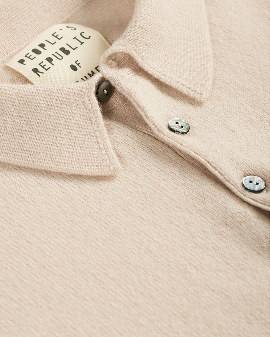 Herre | Trøjer | People's Republic of Cashmere | Cashmere Long Sleeve Polo Cream