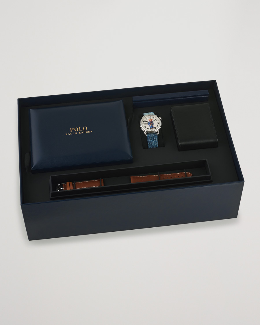 Herre | Polo Ralph Lauren 42mm Automatic Denim Flag Bear Steel With White Dial | Polo Ralph Lauren | 42mm Automatic Denim Flag Bear Steel With White Dial