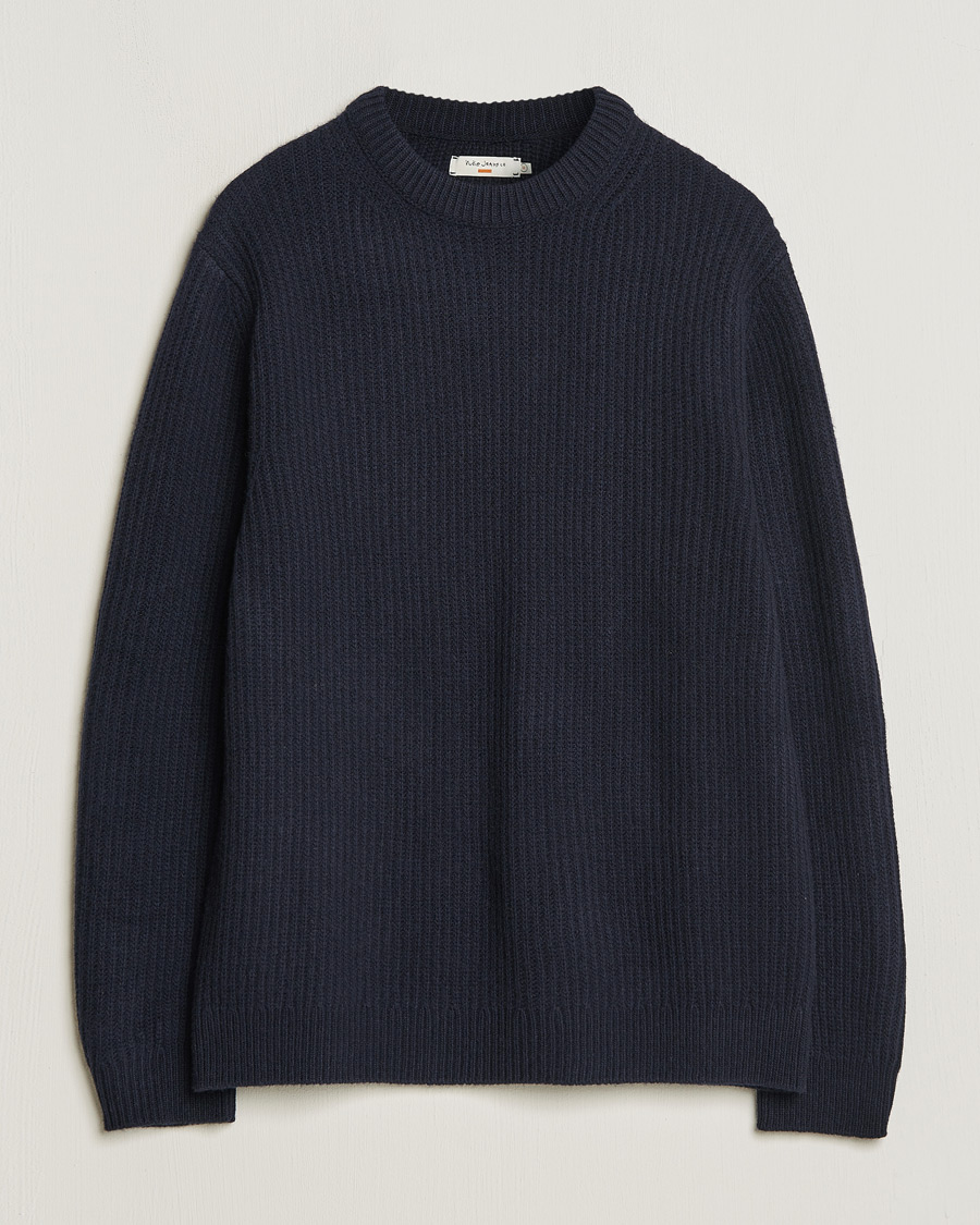 Herre | Trøjer | Nudie Jeans | August Wool Rib Knitted Sweater Navy