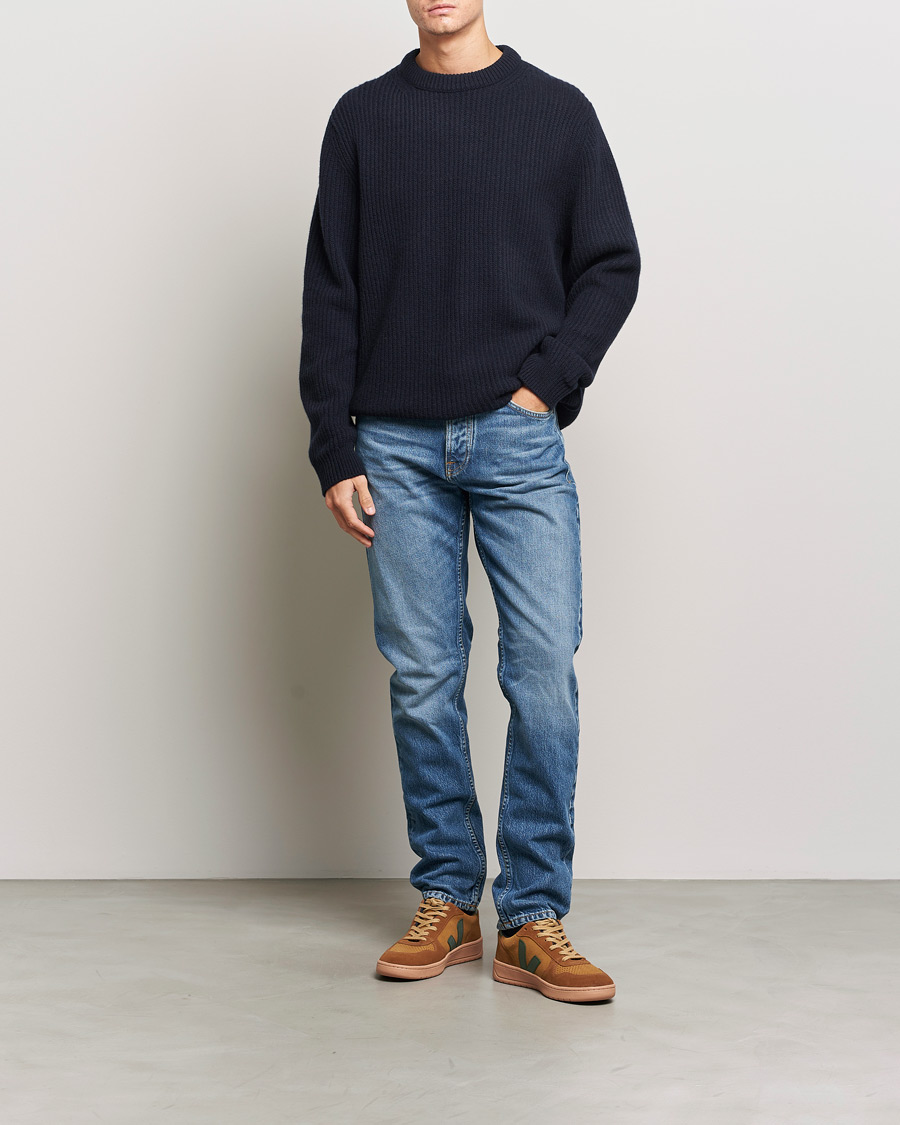 Herre | Trøjer | Nudie Jeans | August Wool Rib Knitted Sweater Navy