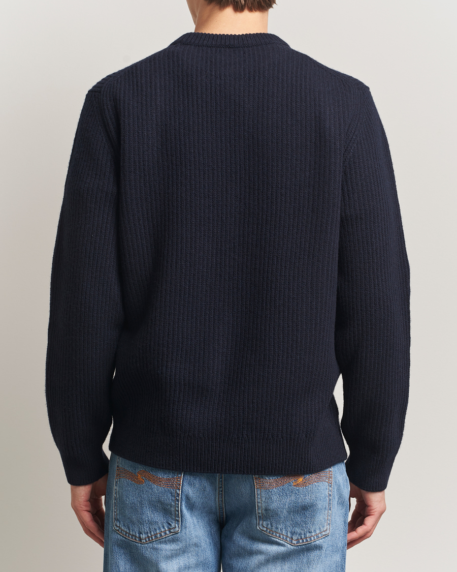 Herre | Trøjer | Nudie Jeans | August Wool Rib Knitted Sweater Navy