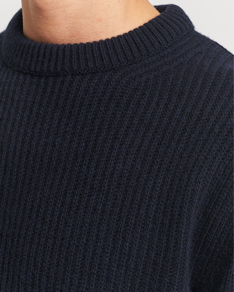 Herre | Trøjer | Nudie Jeans | August Wool Rib Knitted Sweater Navy
