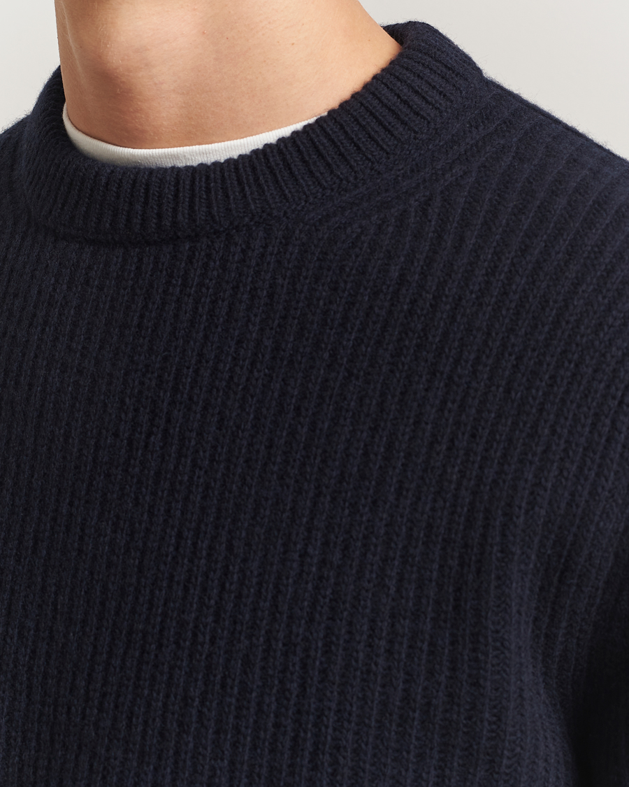 Herre | Trøjer | Nudie Jeans | August Wool Rib Knitted Sweater Navy