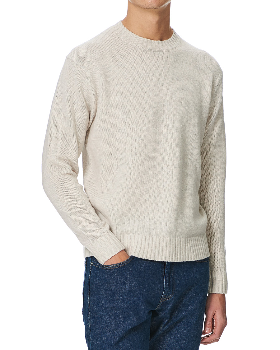 Herre | Trøjer | Tiger of Sweden | Danzon Recycle Wool Knitted Crew Neck Buttercreme