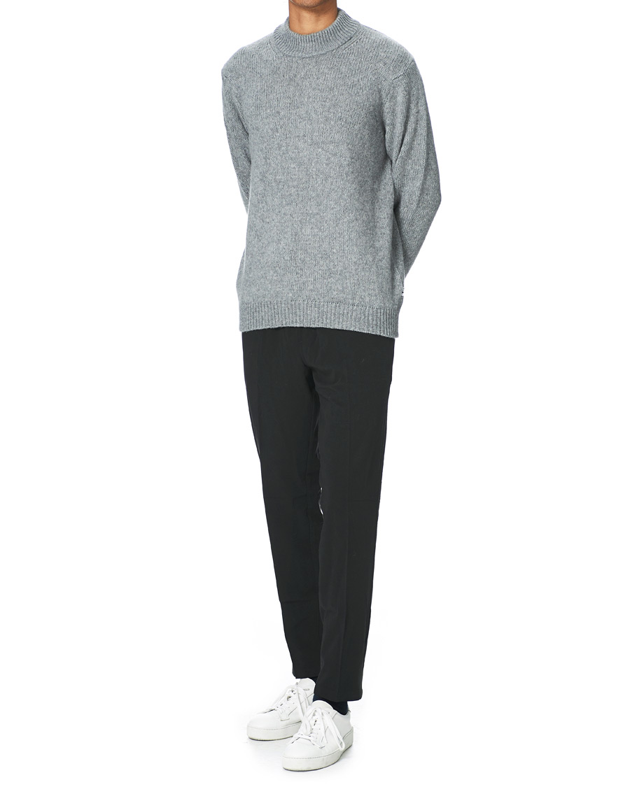 Herre | Trøjer | NN07 | Nick Knitted Merino Mock Neck Grey Mel